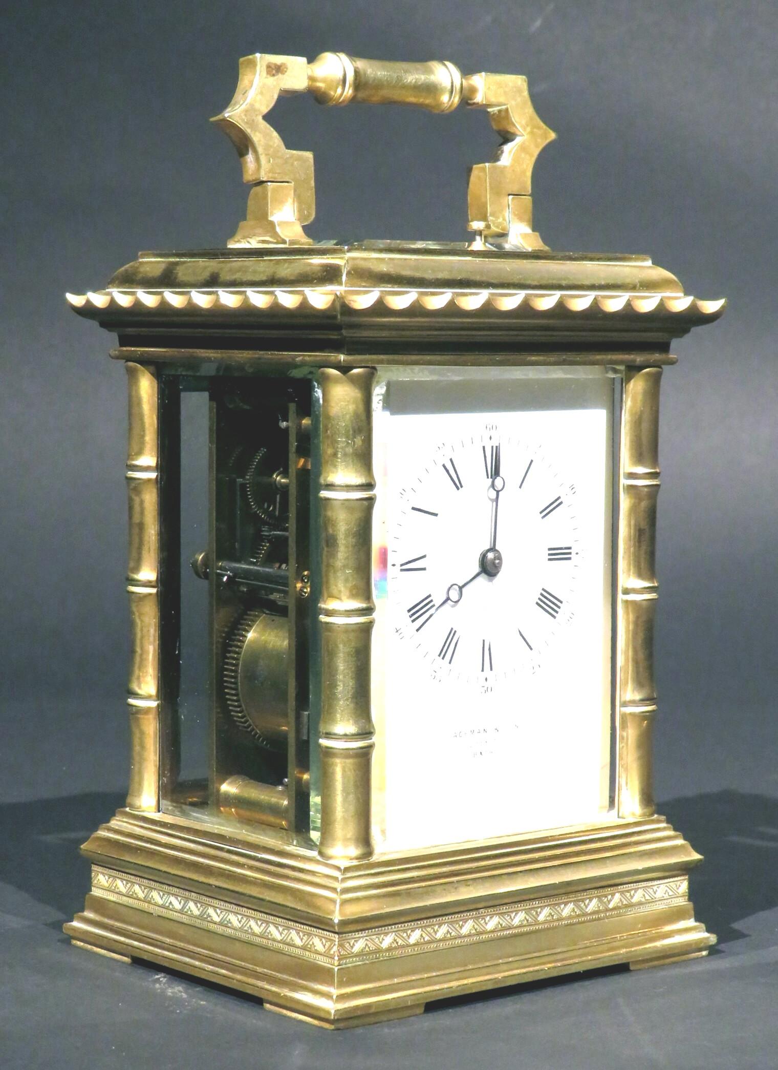 Calco Ottimo orologio da carrozza in ottone dorato di ispirazione orientale, circa 1890 in vendita