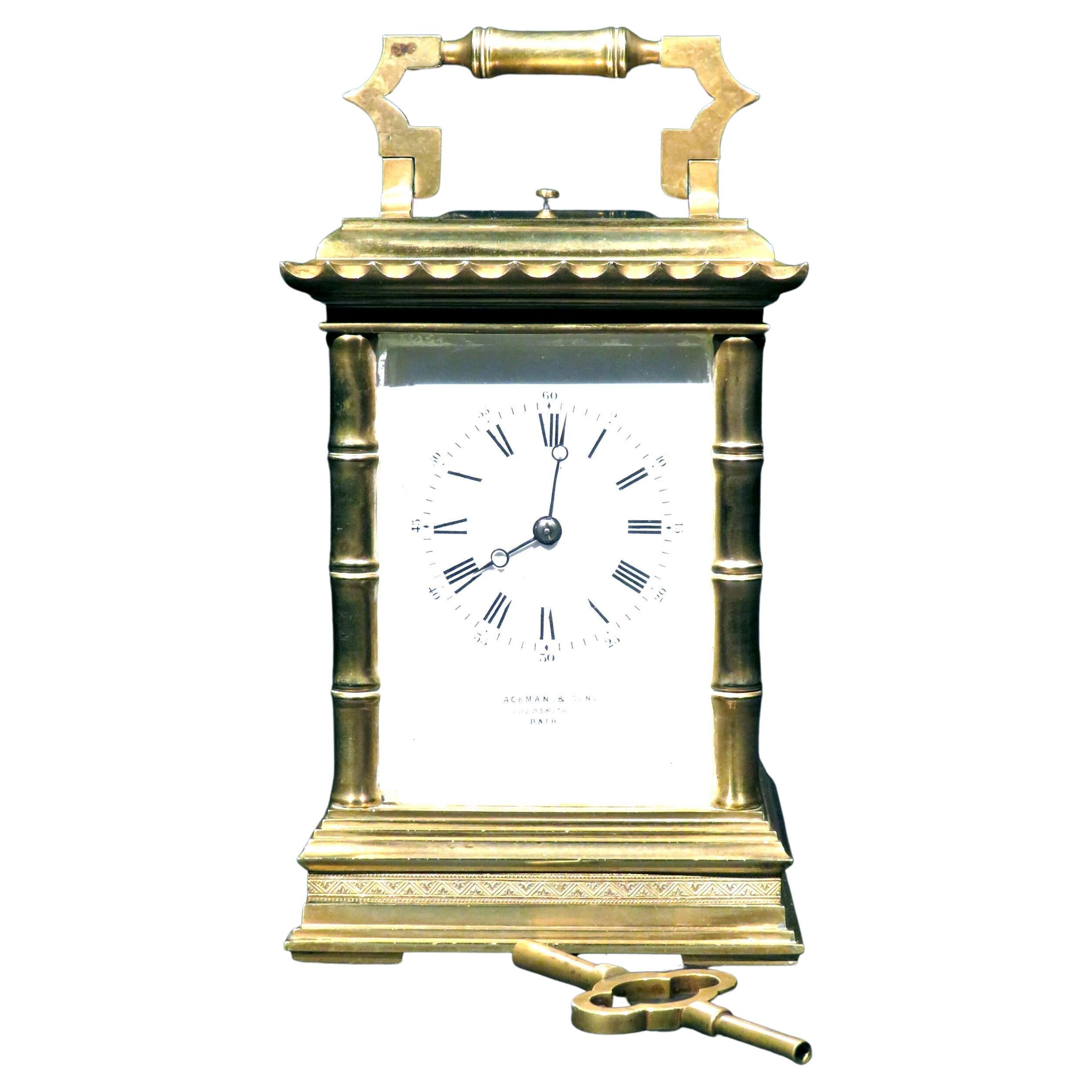 Very Good Oriental Inspired Gilt Brass Repeating Carriage Clock, Circa 1890 For Sale