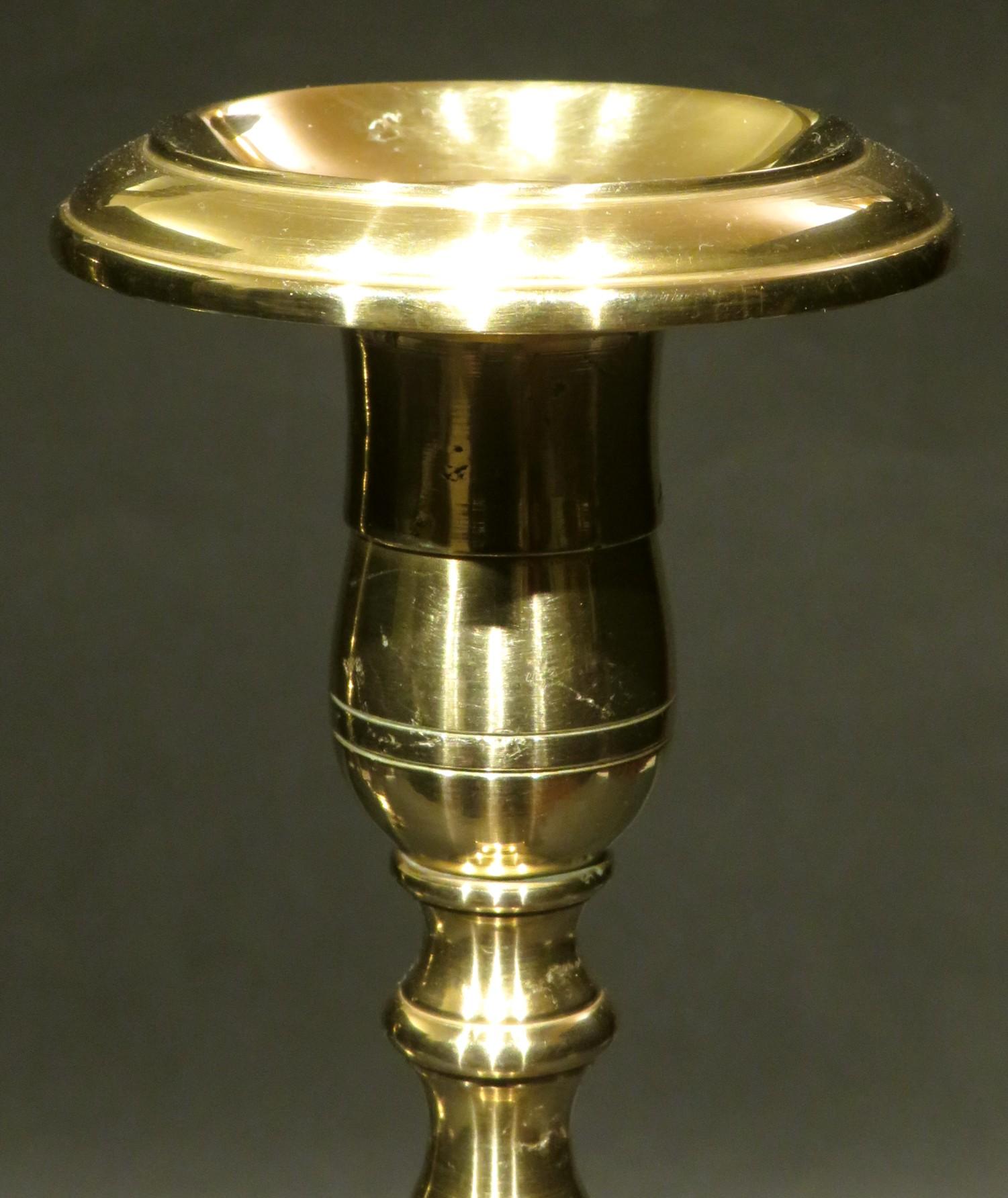 20th Century A Very Good & Heavy Pair of Russian Brass Shabbat Candlesticks, Circa 1900 For Sale