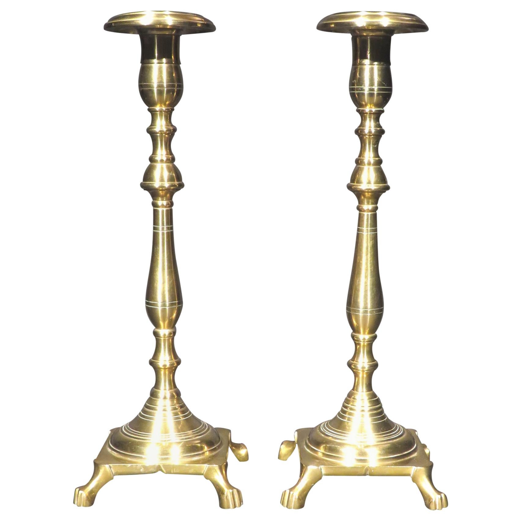 Coppia di candelabri russi da Shabbat in ottone, molto belli e pesanti, CIRCA 1900