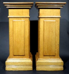 A Very Handsome Pair of Antique Golden Oak Pedestals / Columns, Quebec Canada