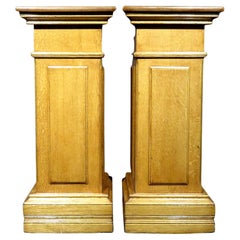 Par de pedestales/columnas antiguas de roble dorado, Quebec, Canadá