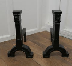 Very Heavy Pair of 19th Century Iron Andirons or Fire Dogs