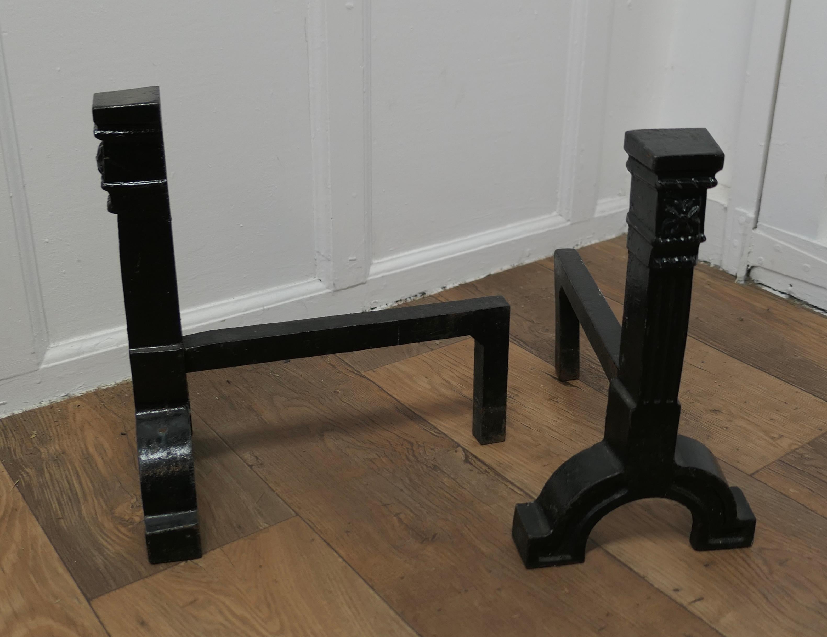 Very Heavy Pair of 19th Century Iron Andirons or Fire Dogs For Sale 3