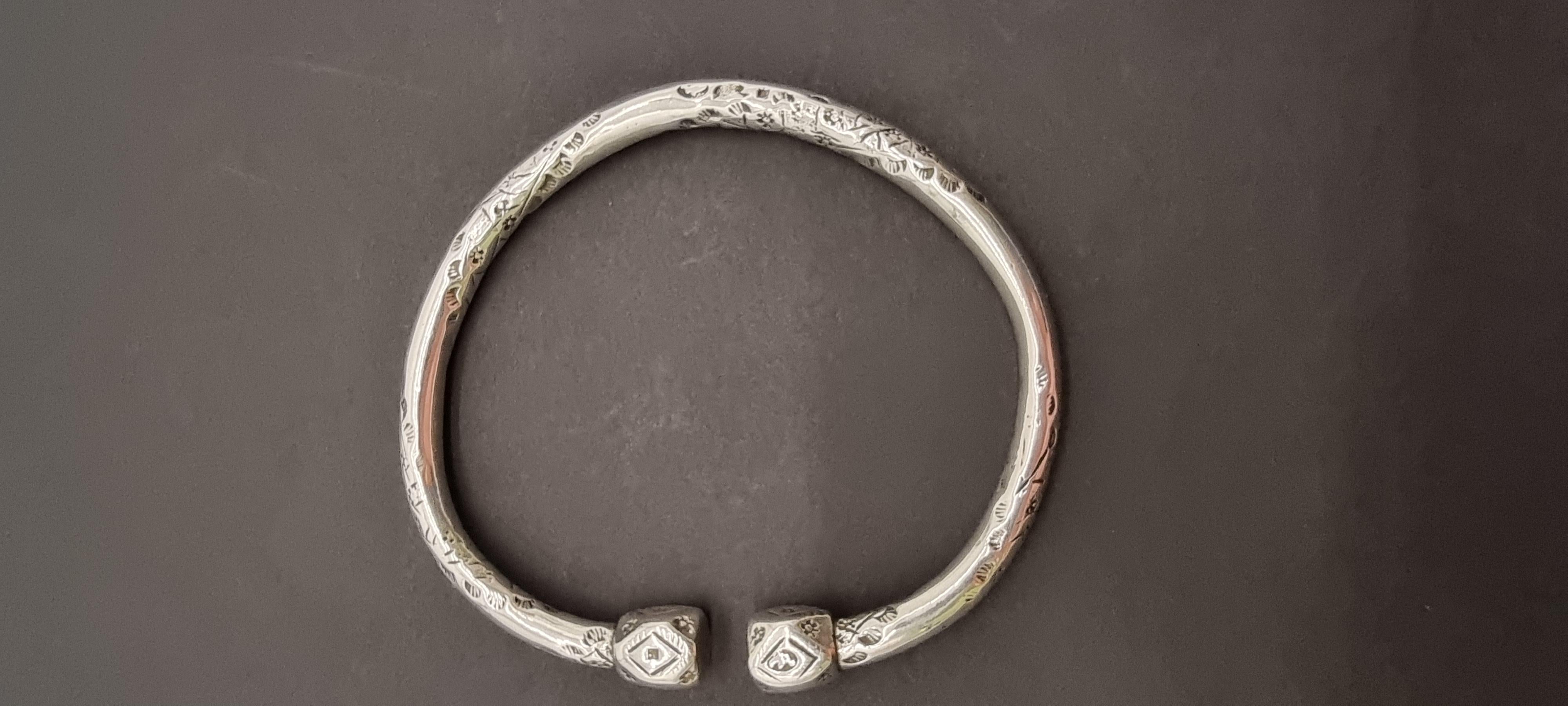 19th Century A pair of 19th century Portuguese solid silver arm bracelets