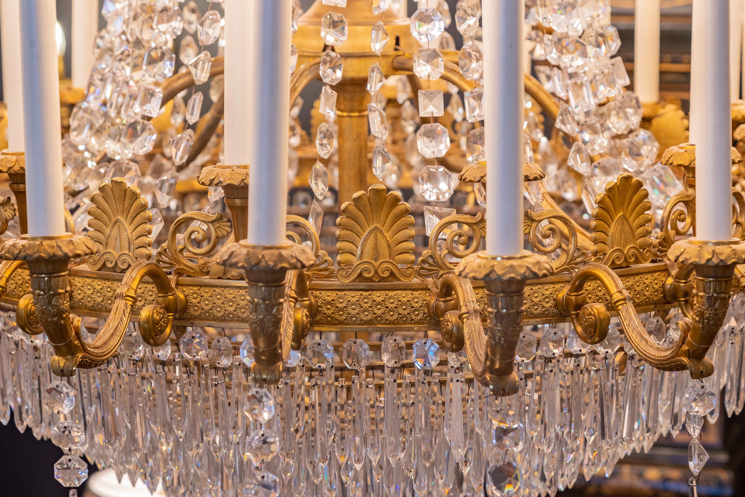 Very Important 19th C Empire Cut Crystal and Gilt Bronze Palatial Chandelier For Sale 1