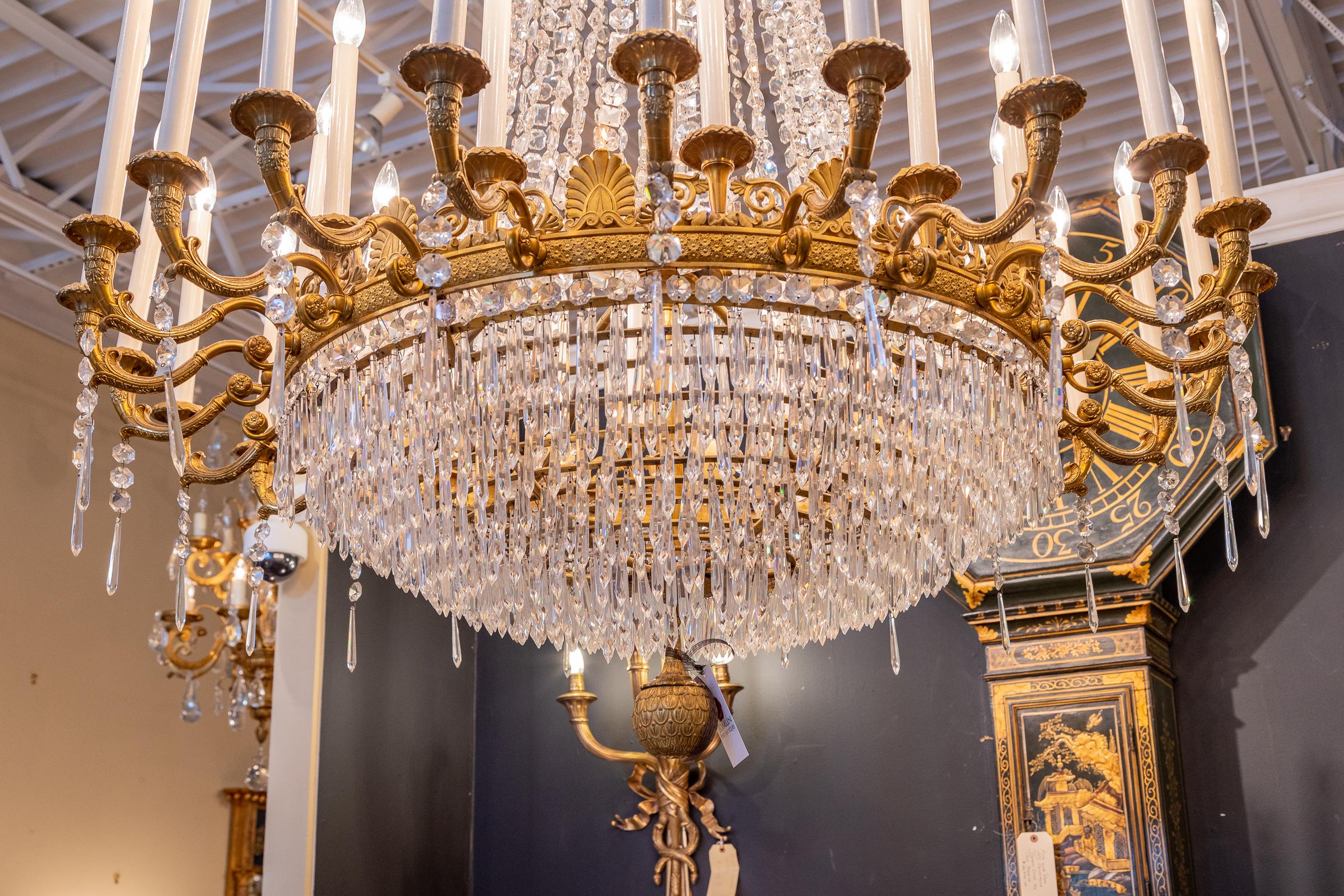 Very Important 19th C Empire Cut Crystal and Gilt Bronze Palatial Chandelier For Sale 2