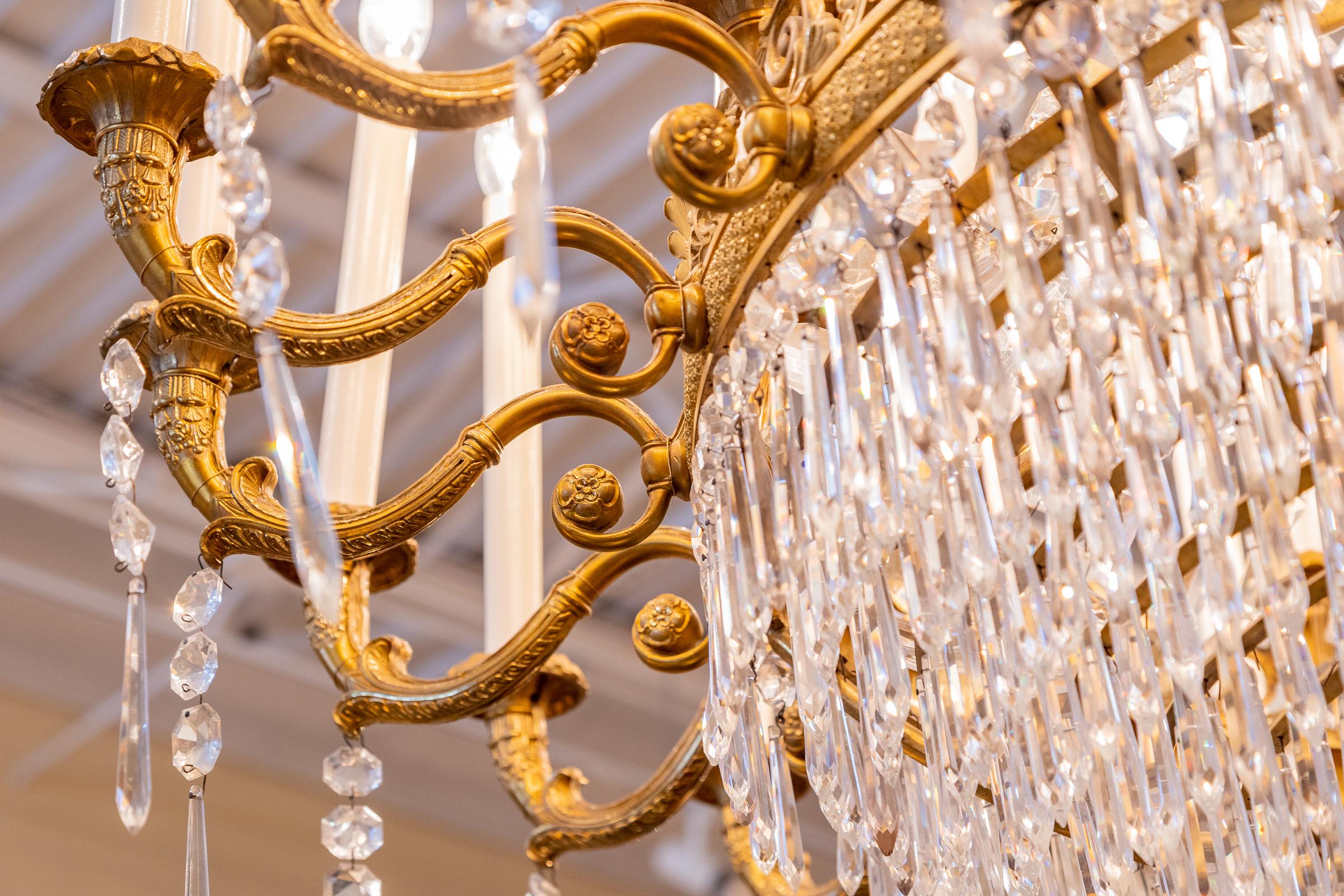 Very Important 19th C Empire Cut Crystal and Gilt Bronze Palatial Chandelier For Sale 3
