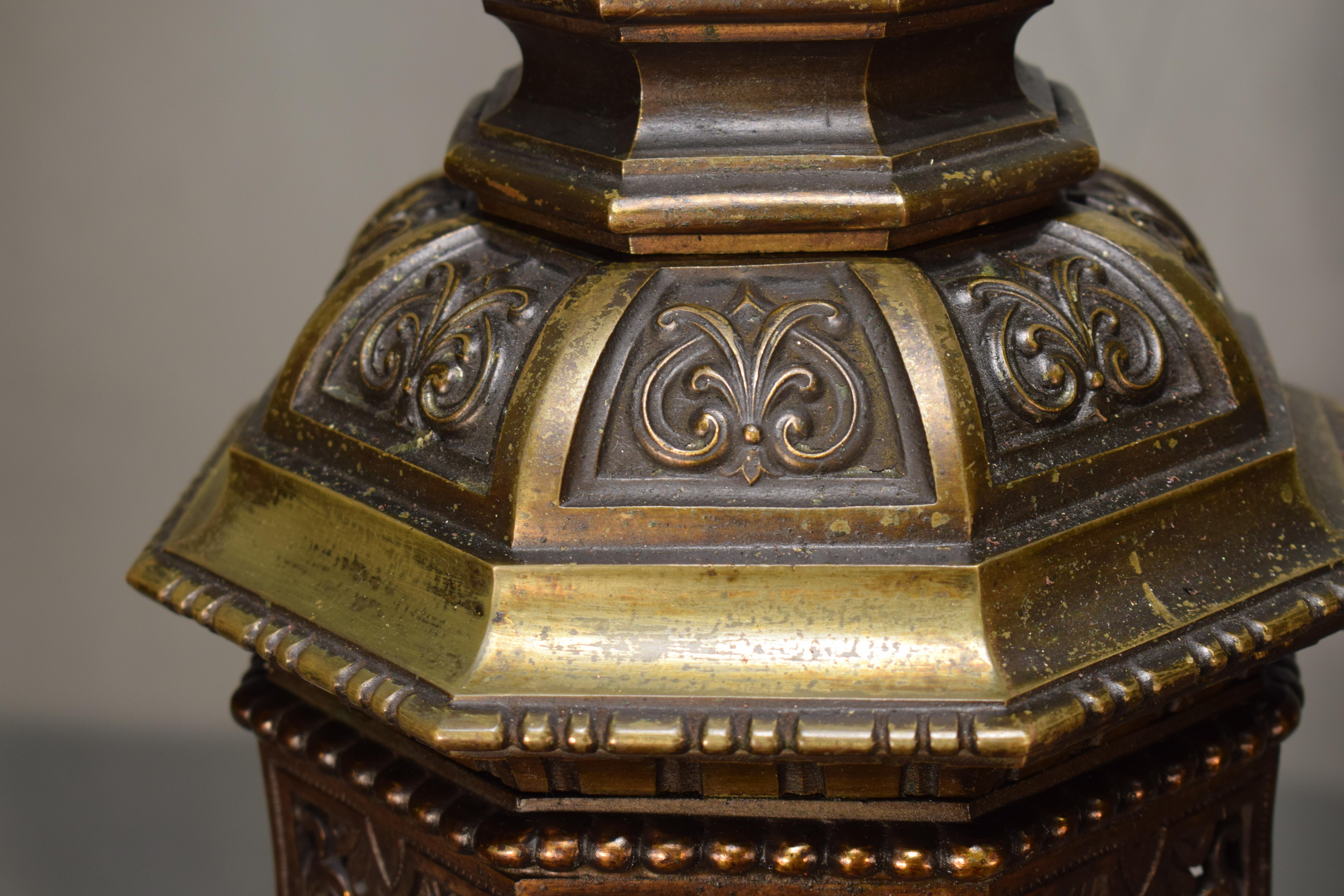 Very Important Neo-Gothic Gilt Bronze Gasolier 6