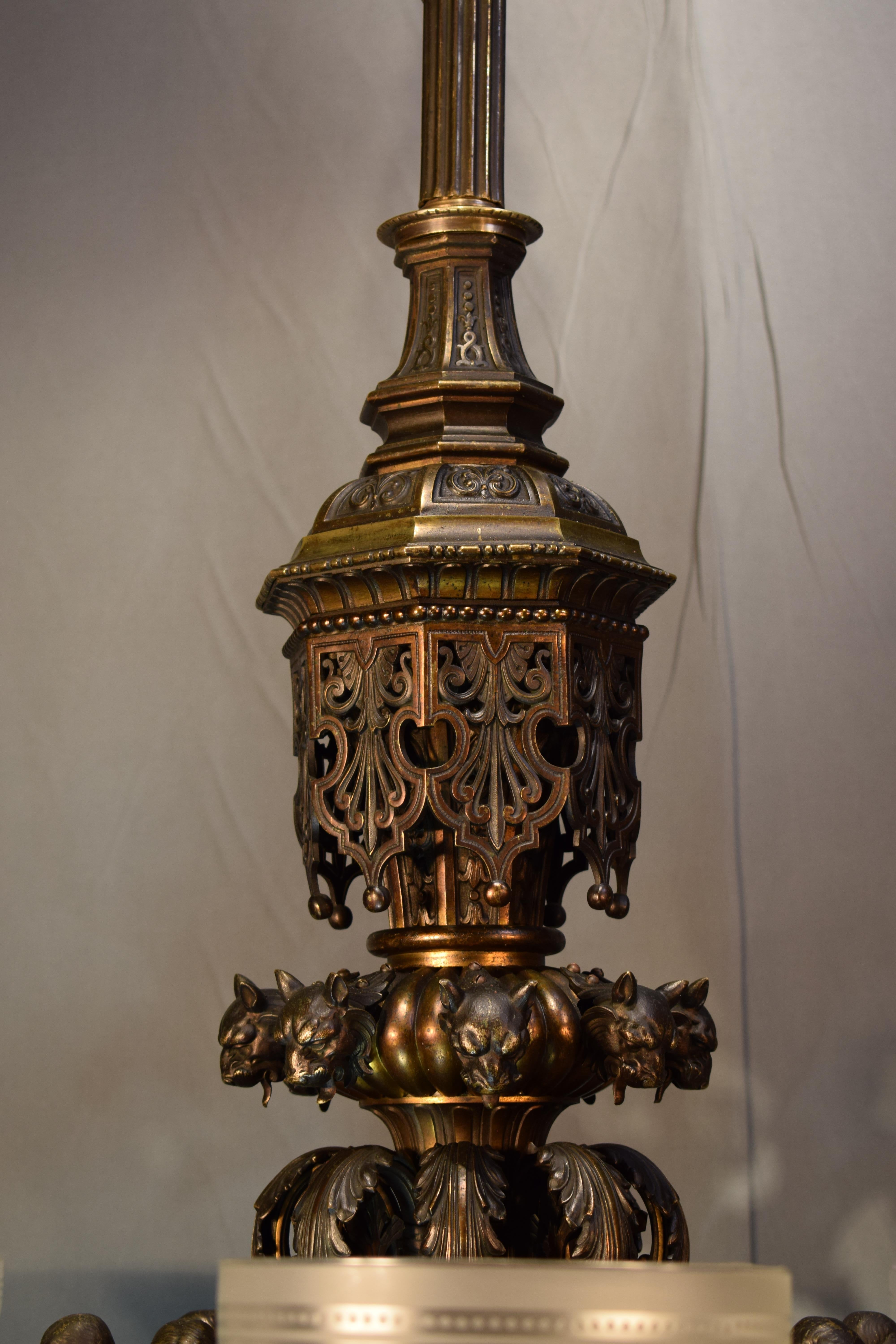 Very Important Neo-Gothic Gilt Bronze Gasolier 1