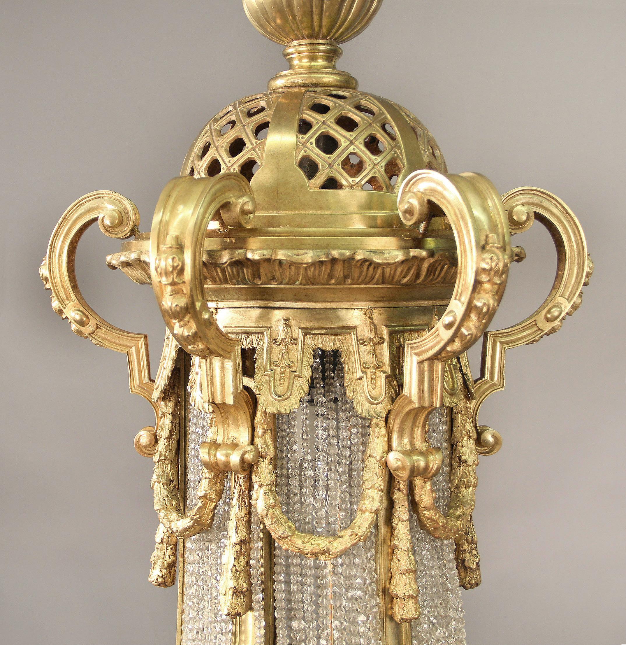 French Very Impressive and Palatial Late 19th Century Bronze and Crystal Chandelier For Sale