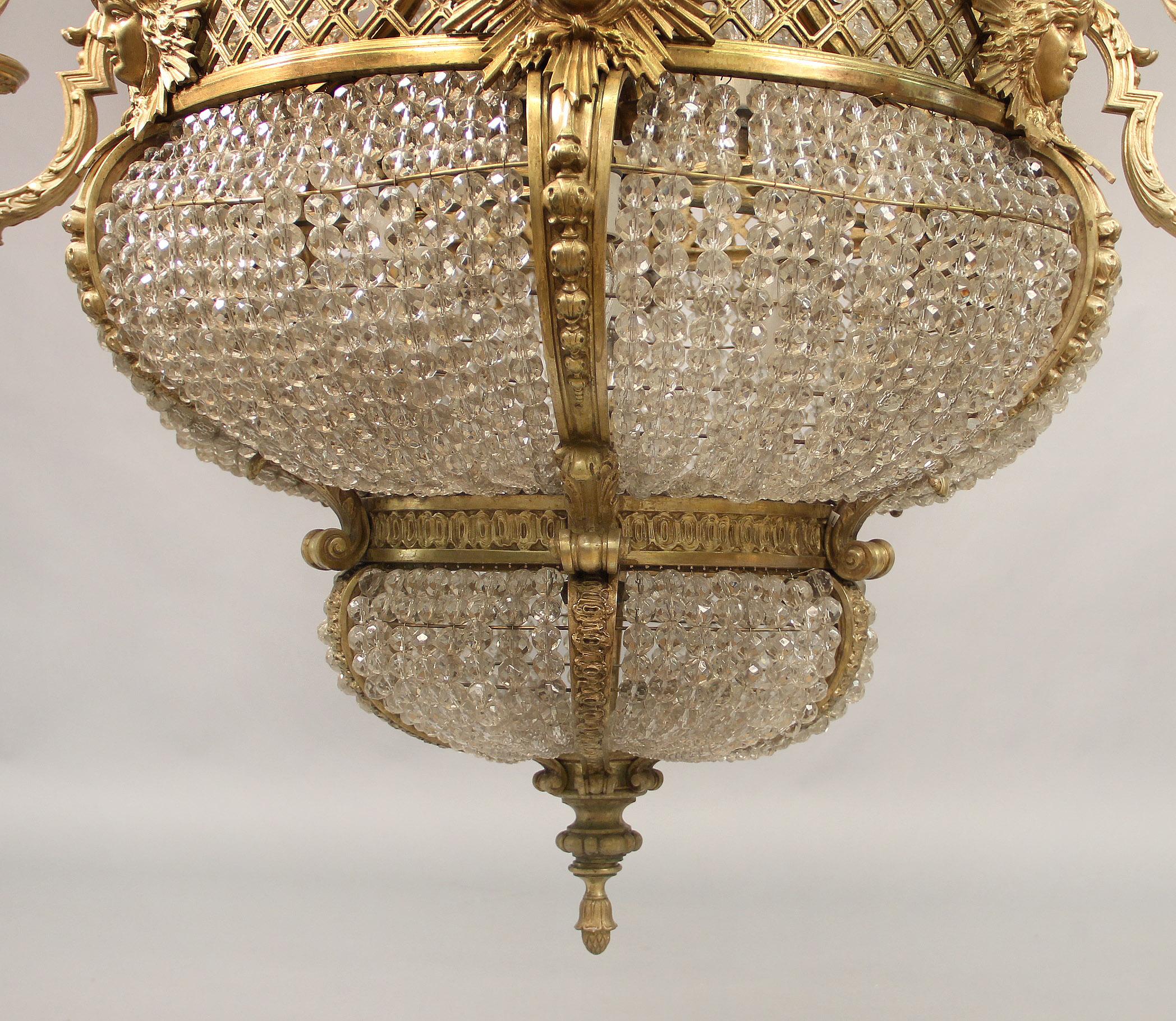 Very Impressive and Palatial Late 19th Century Bronze and Crystal Chandelier For Sale 3