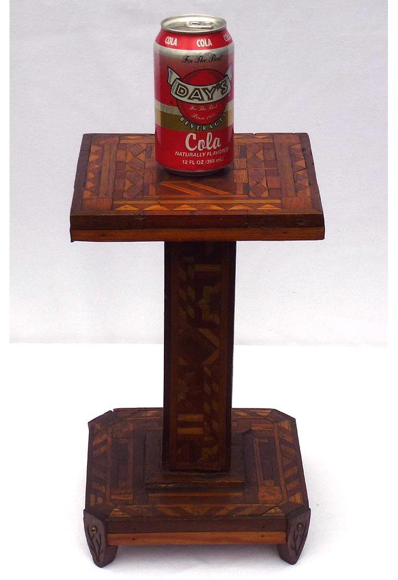 Very Intricate Small Marquetry Pedestal Stand, Each Side Is Done Differently 4