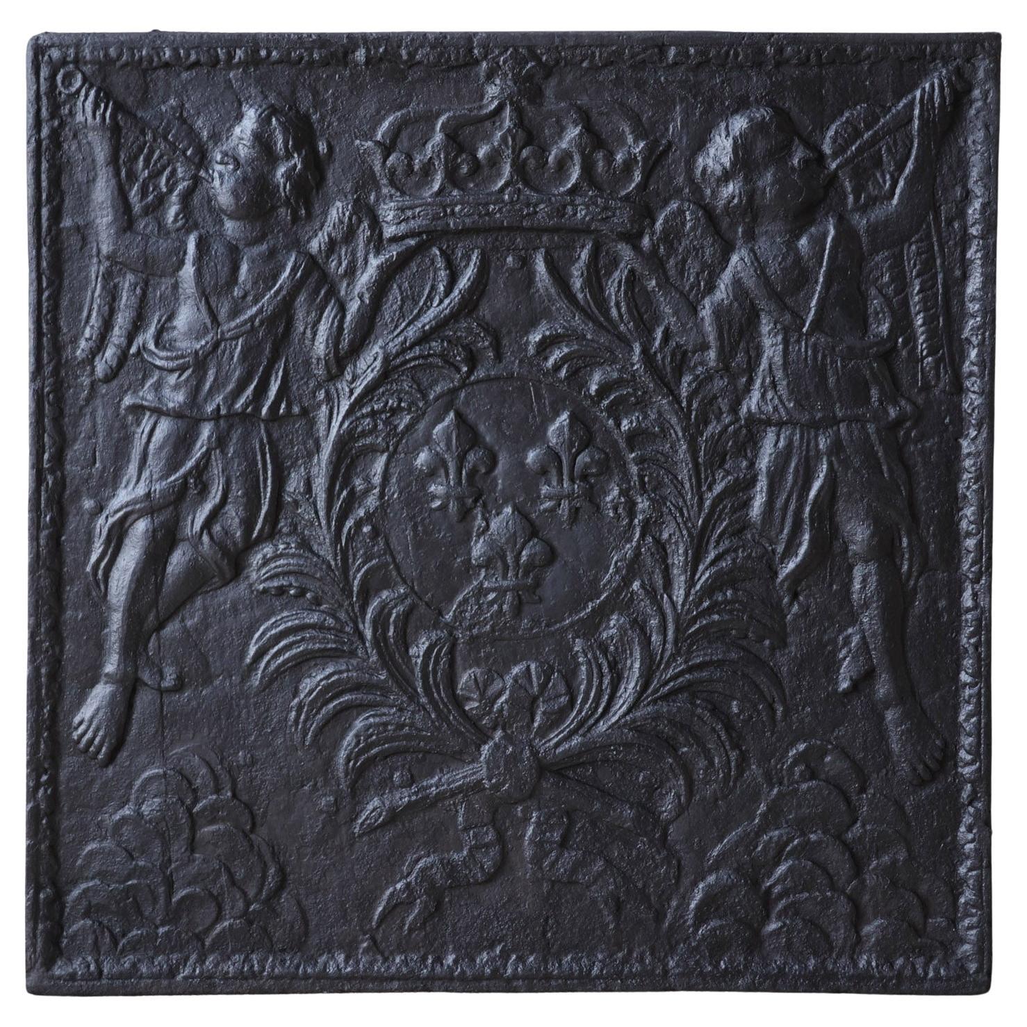 Très grande plaque de cheminée en fonte du XVIIIe siècle