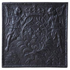 Très grande plaque de cheminée en fonte du XVIIIe siècle