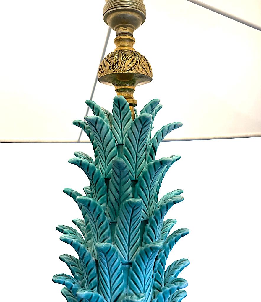 Very Large 1950s Turquoise Ceramic Lamp by Ceramicas Bondia, Manises, Spain 5