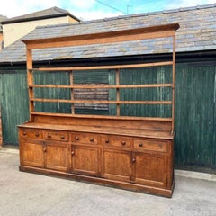Very Large 19th Century Oak Country House Dresser and Rack