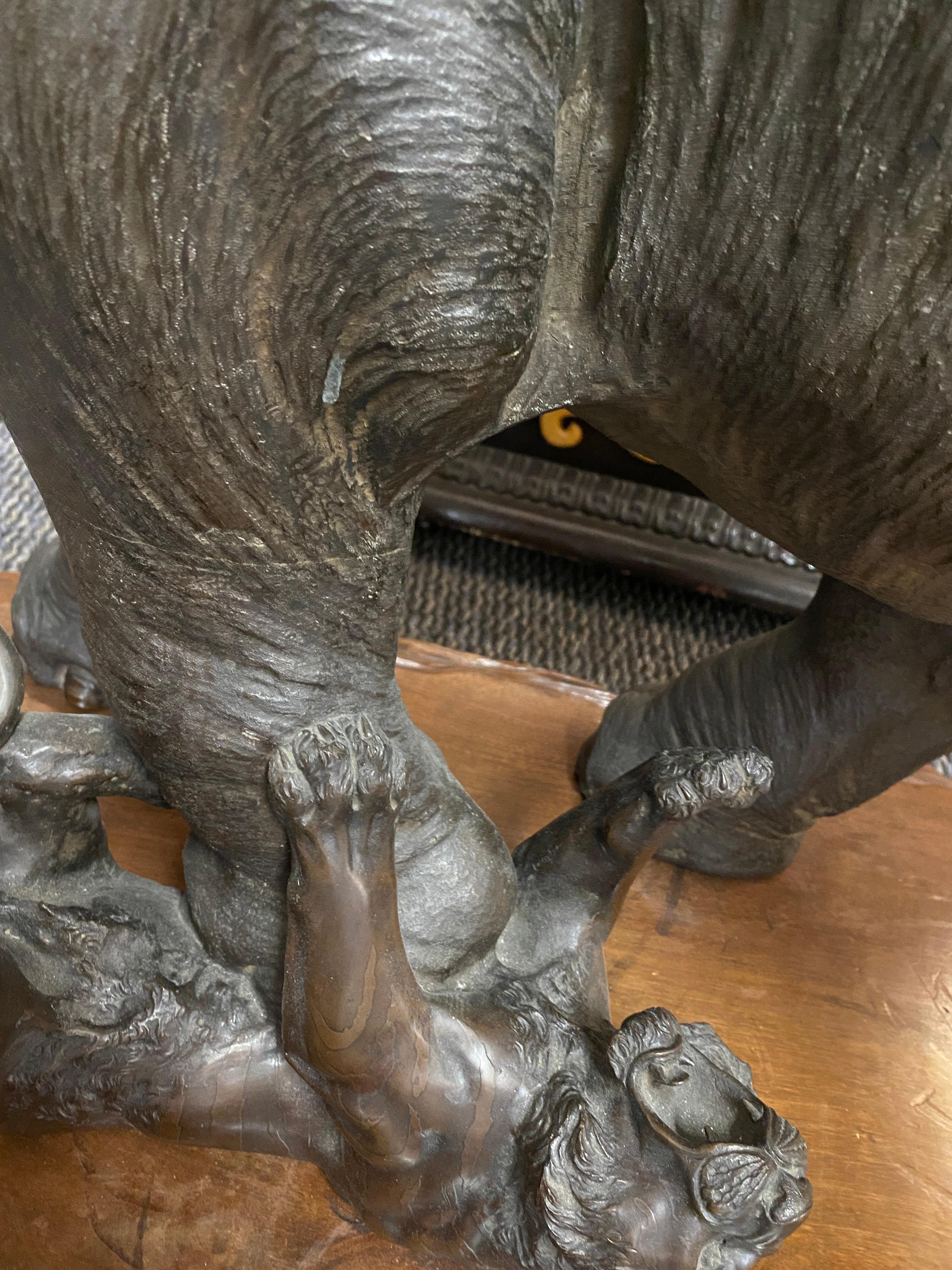 Very Large and Important Bronze Figure of an Elephant by Genryusai Seya, Meiji For Sale 1