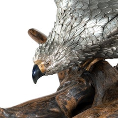 Very Large and Imposing Meiji Period Silvered Bronze Eagle