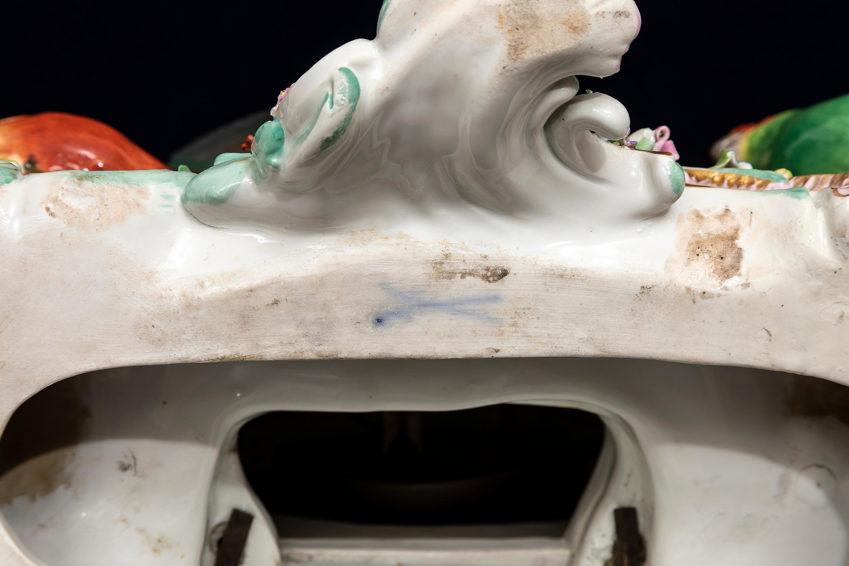 A Very Large and Impressive 19th Century Meissen Porcelain Bird Clock 7