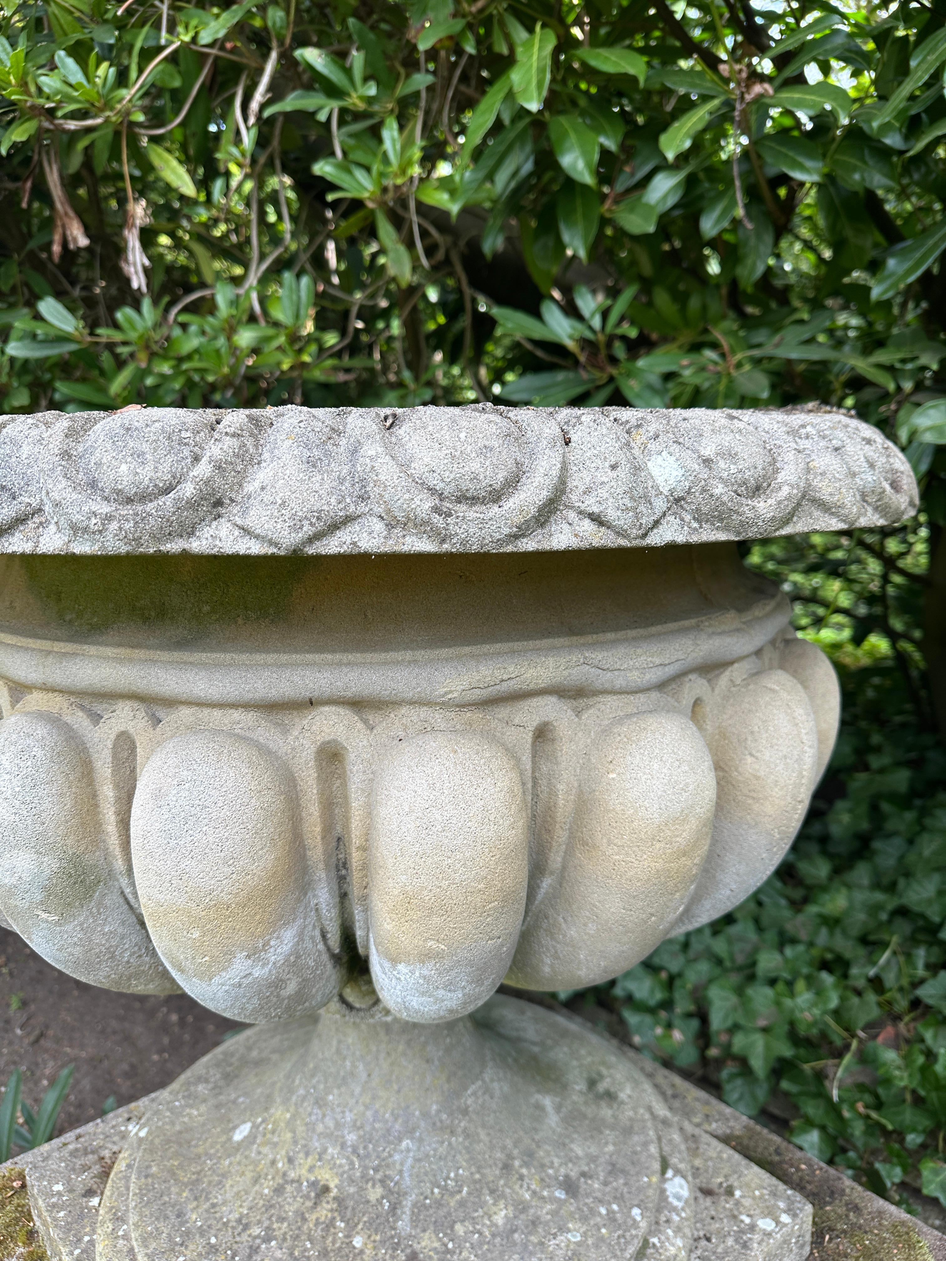 A Very large And Substantial English Stone Urn And Pedestal For Sale 4
