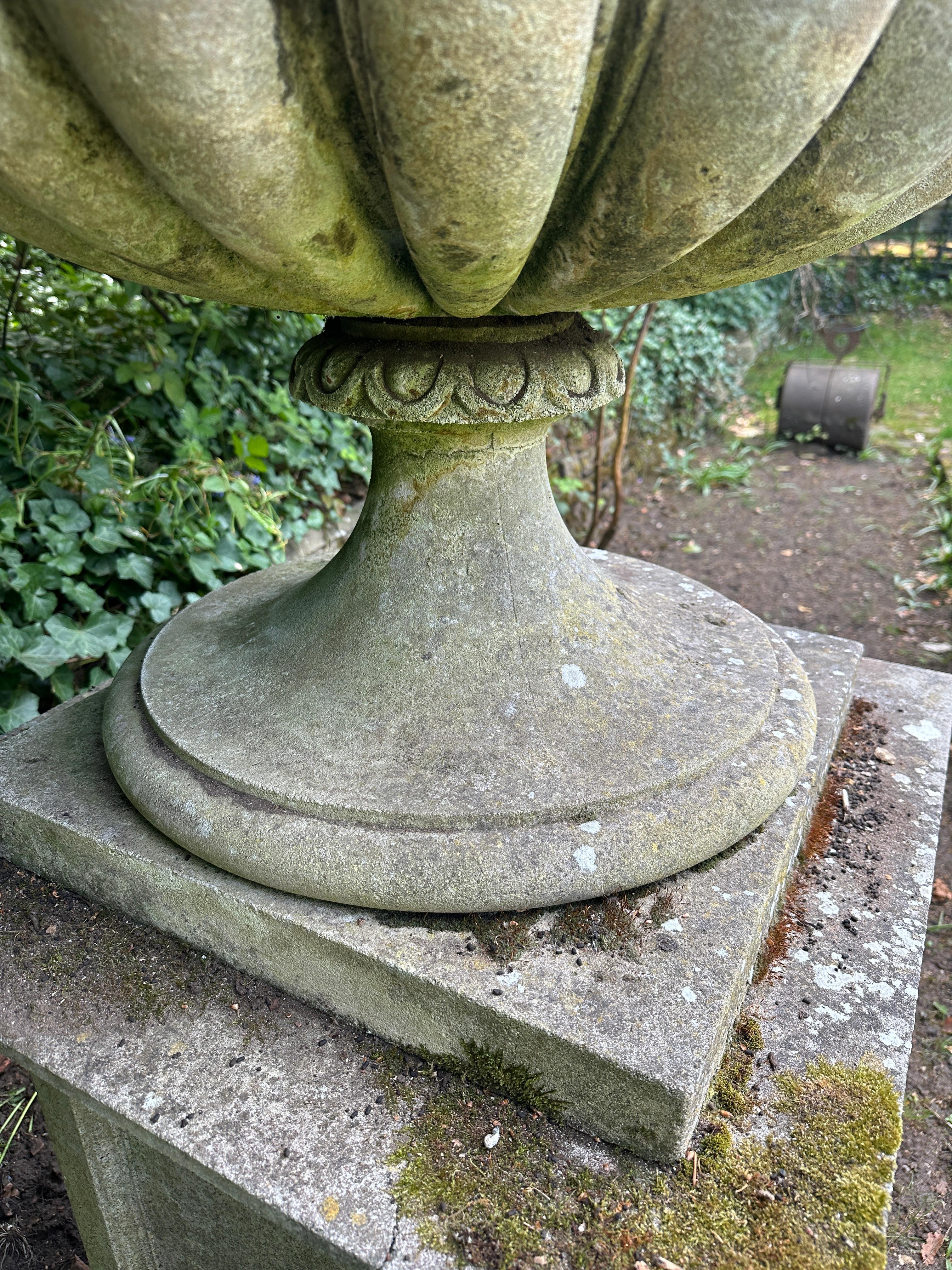 A Very large And Substantial English Stone Urn And Pedestal For Sale 9