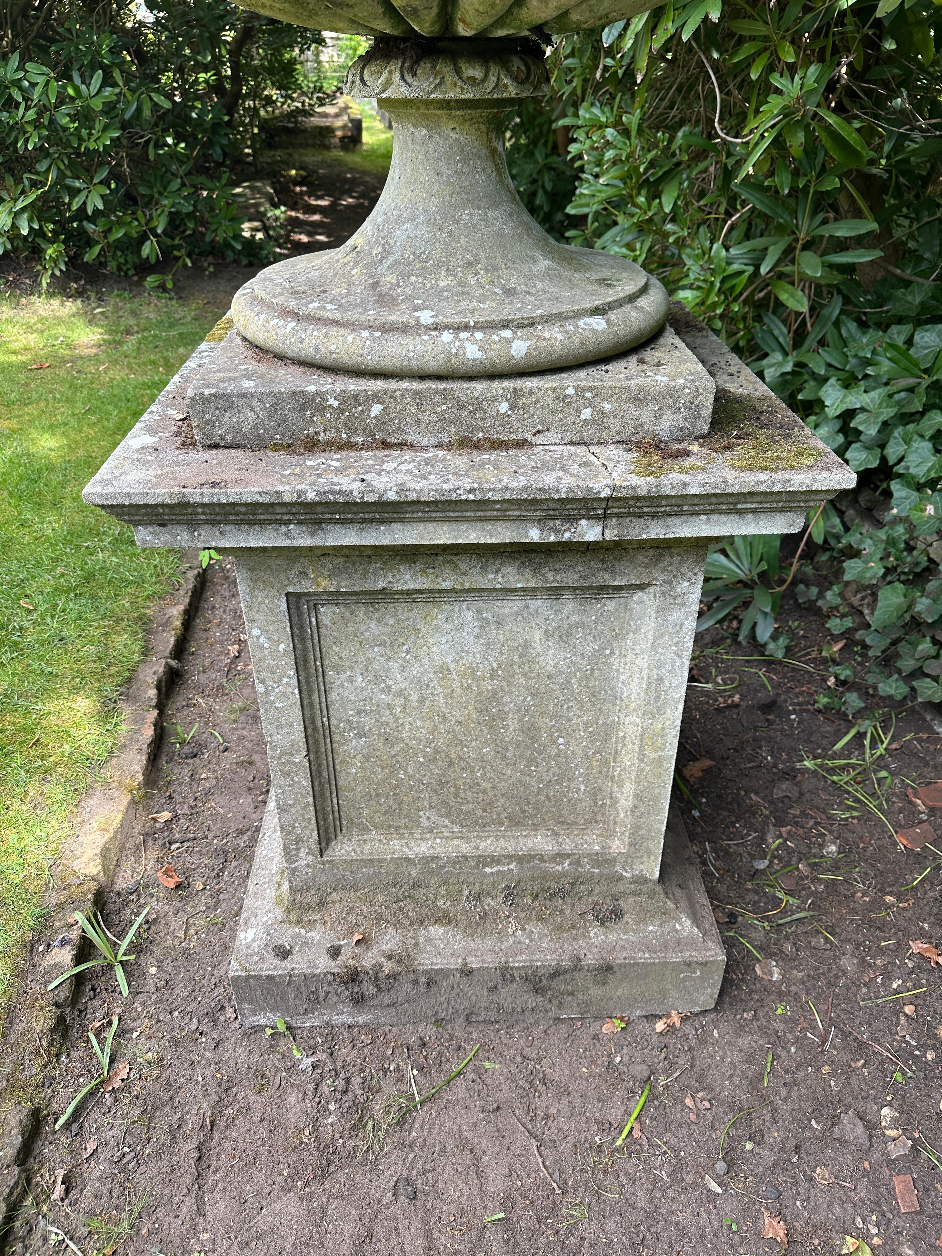 A Very large And Substantial English Stone Urn And Pedestal For Sale 2
