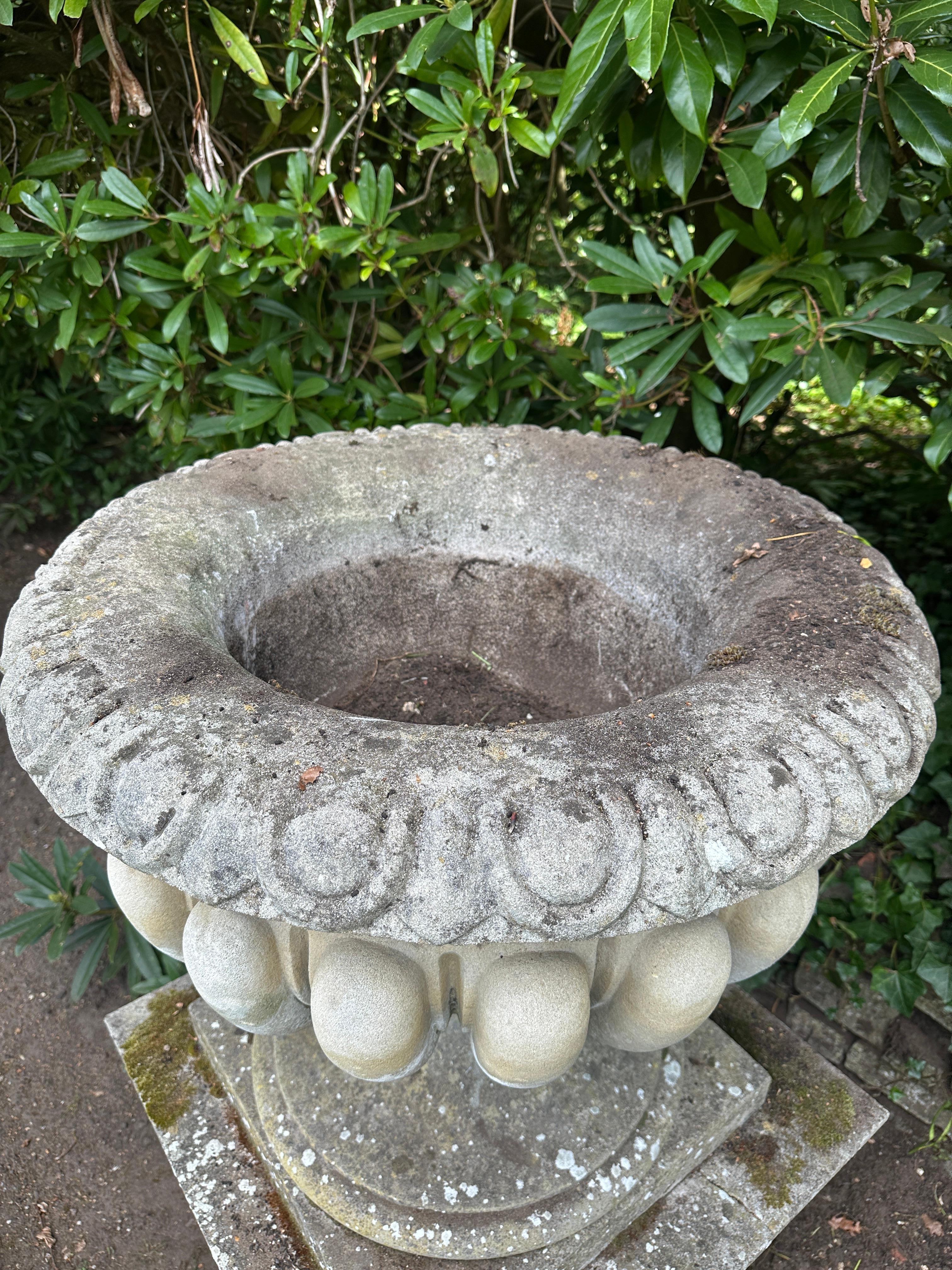 A Very large And Substantial English Stone Urn And Pedestal For Sale 3