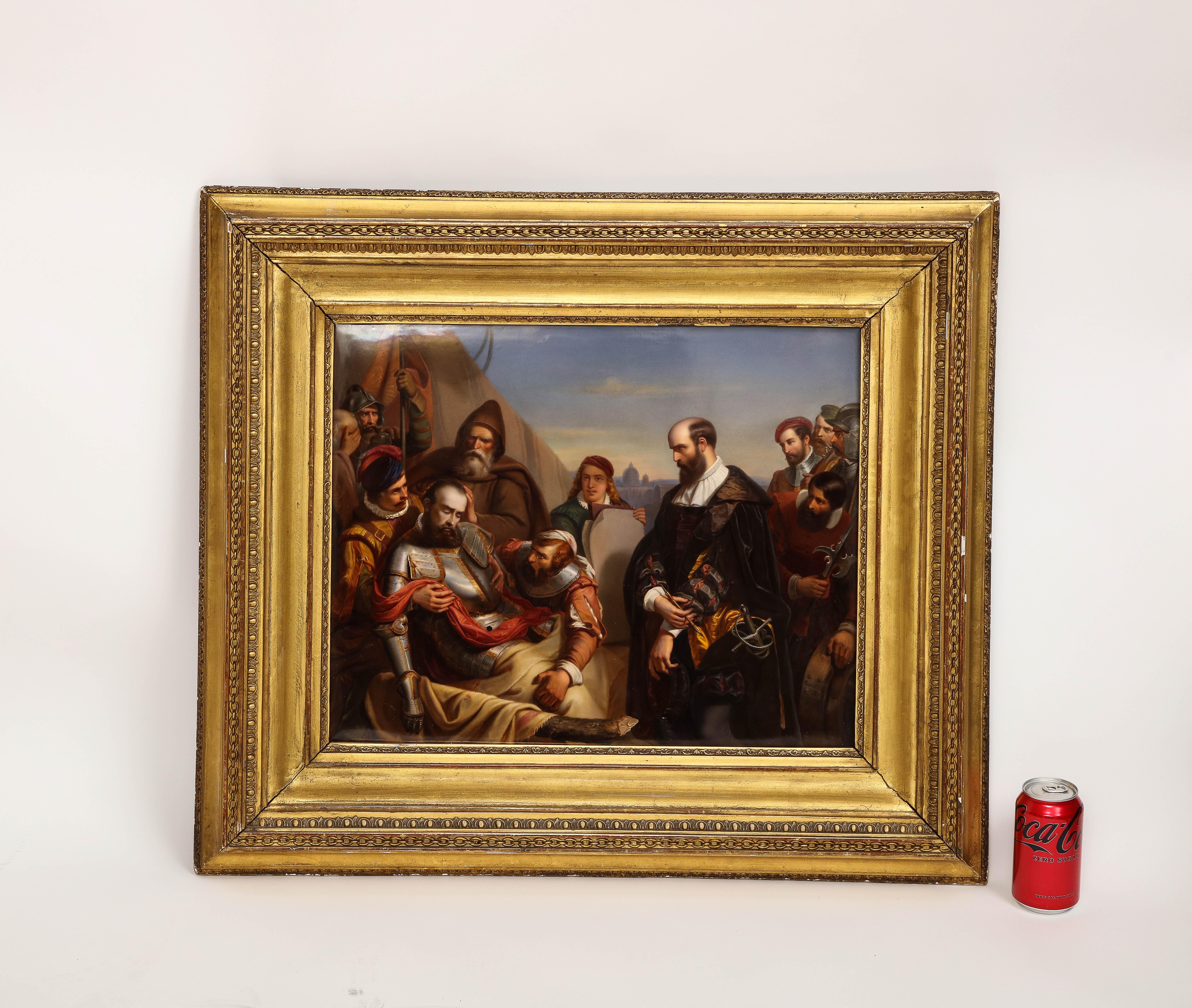 Una placca in porcellana KPM Porcelain di Carl Meinhelt, molto grande e insolita, risalente al XIX secolo.  Questa targa è stata prodotta dalla Königliche Porzellan-Manufaktur (KPM) di Berlino ed è firmata dall'artista Carl Meinelt nell'angolo in