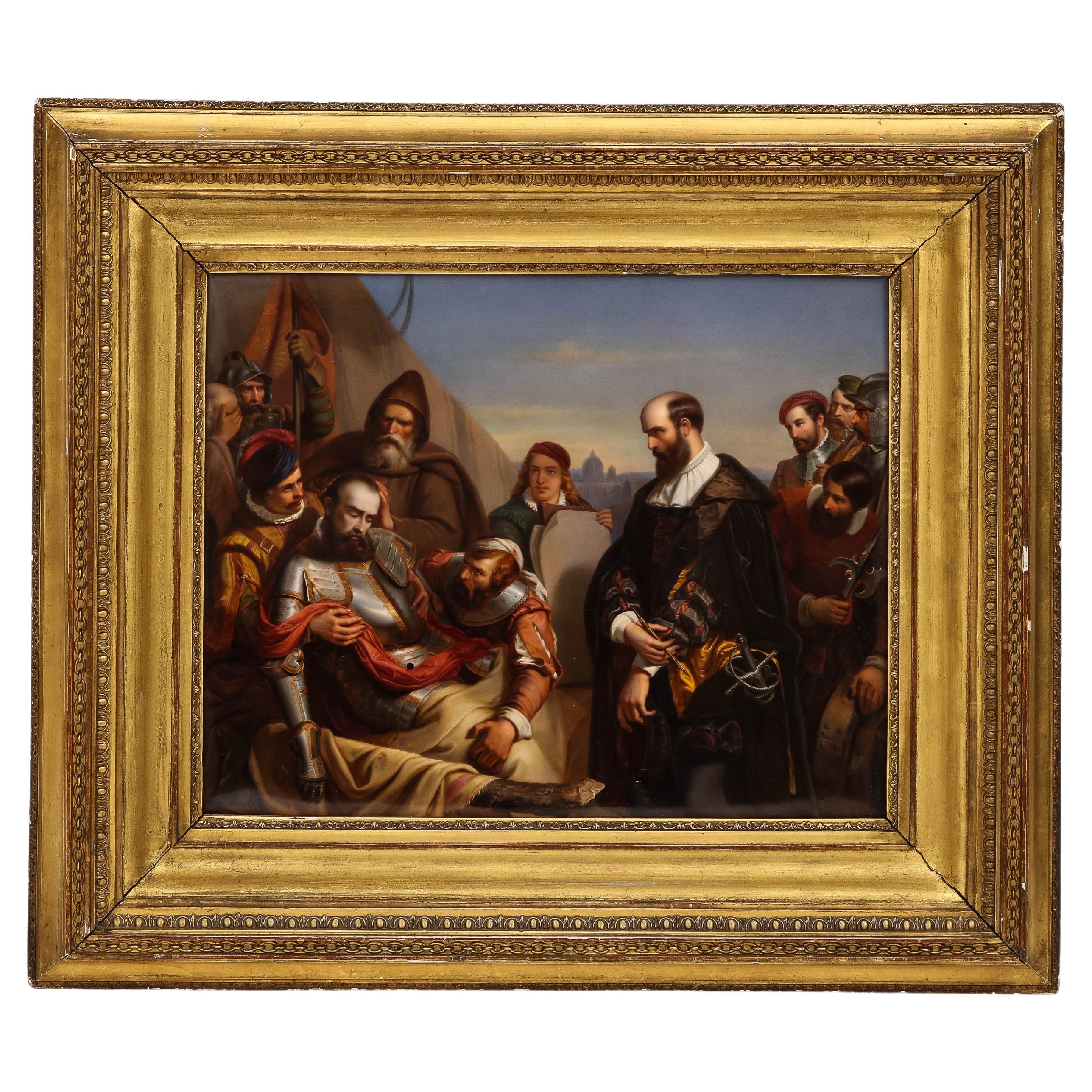 Una placca in porcellana KPM Porcelain di Carl Meinhelt, molto grande e insolita, risalente al XIX secolo in vendita