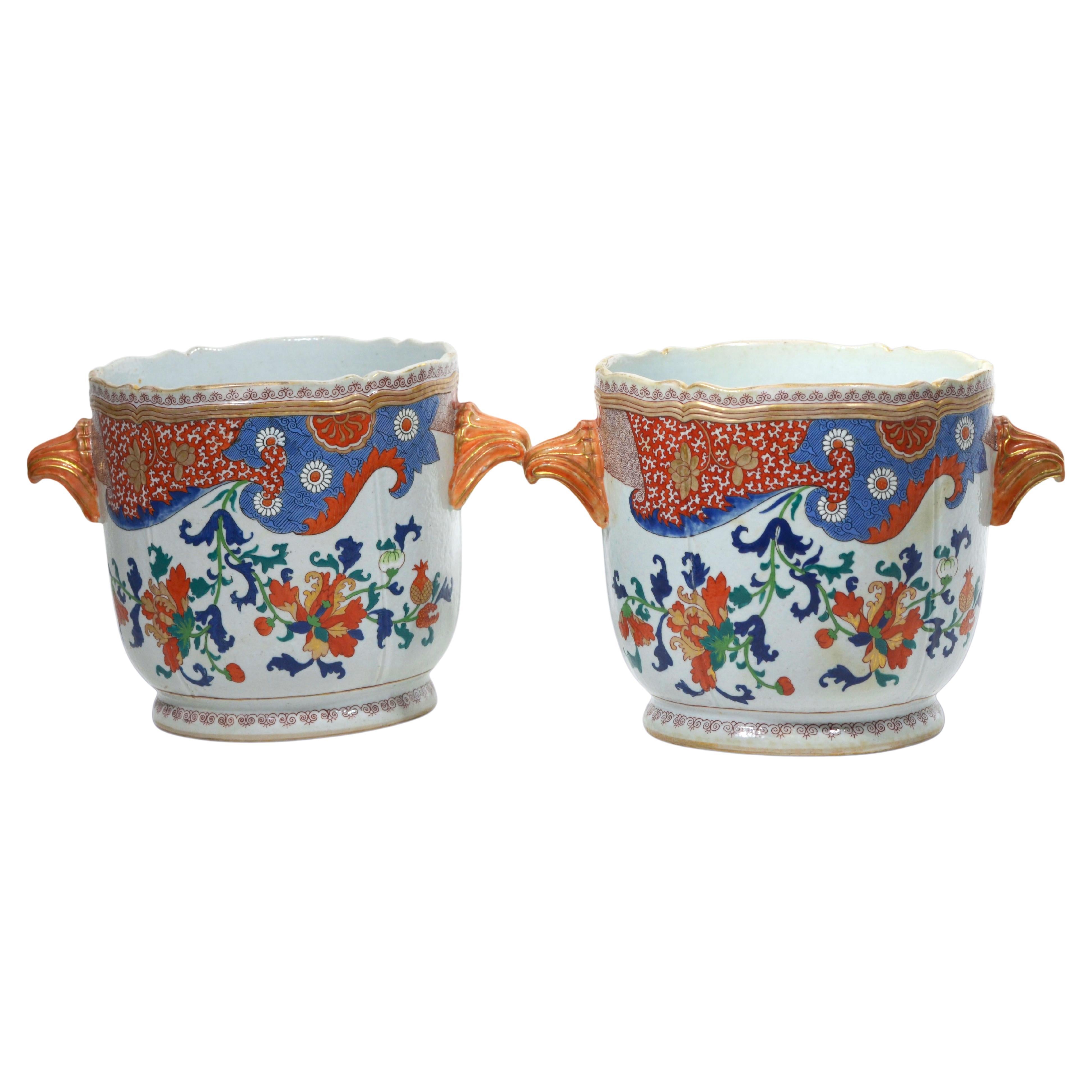 A Very Large and Unusual Pair of 18th Century Chinese Imari Pattern Wine Coolers For Sale