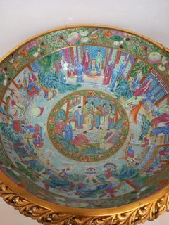 A  very large antique 19th century rose medallion bowl