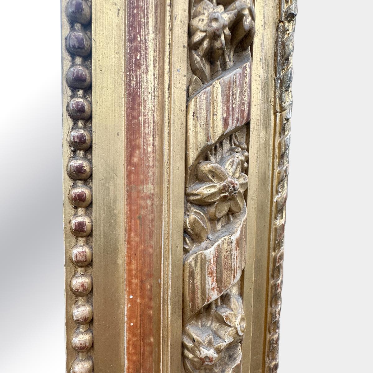 XIXe siècle Un très grand miroir ancien de style Louis XVI Antique French Gold Gilt en vente