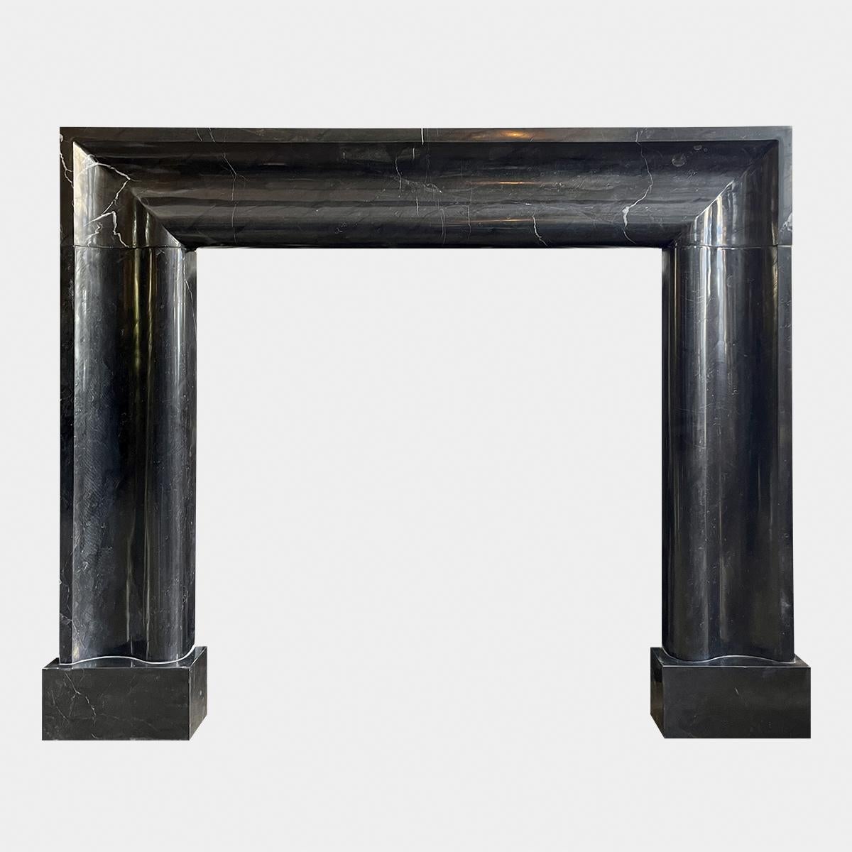 Queen Anne Very Large Black Marble Bolection Fireplace Mantel