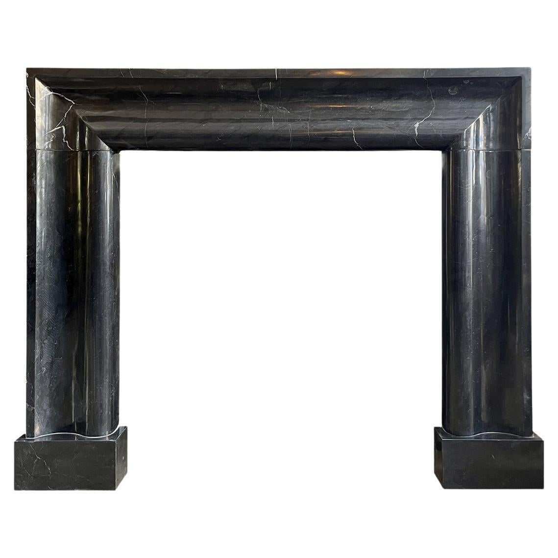 Very Large Black Marble Bolection Fireplace Mantel