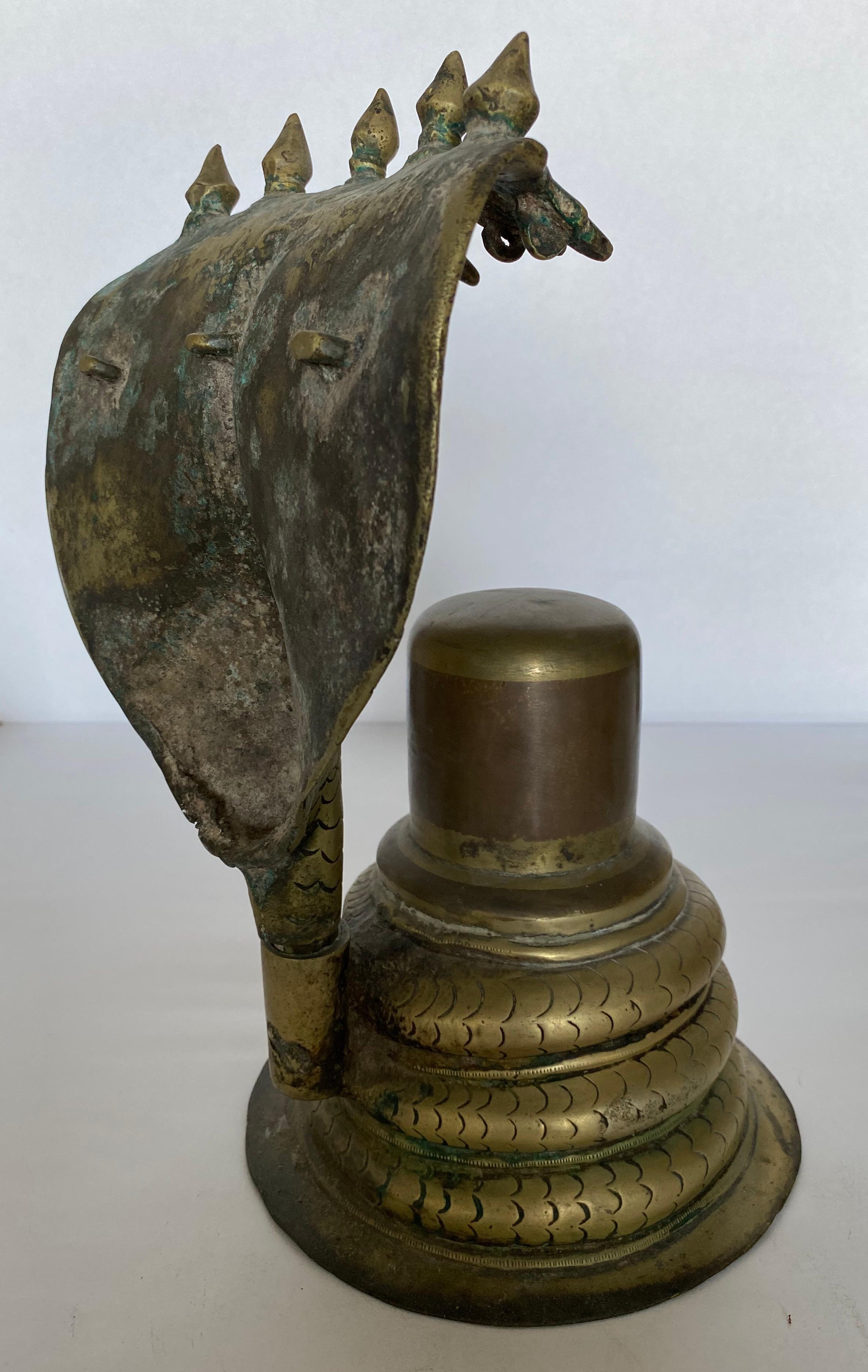 Very Large Brass Shiva Linga Shrine, Western Deccan, India, 19th Century In Good Condition In Miami Beach, FL