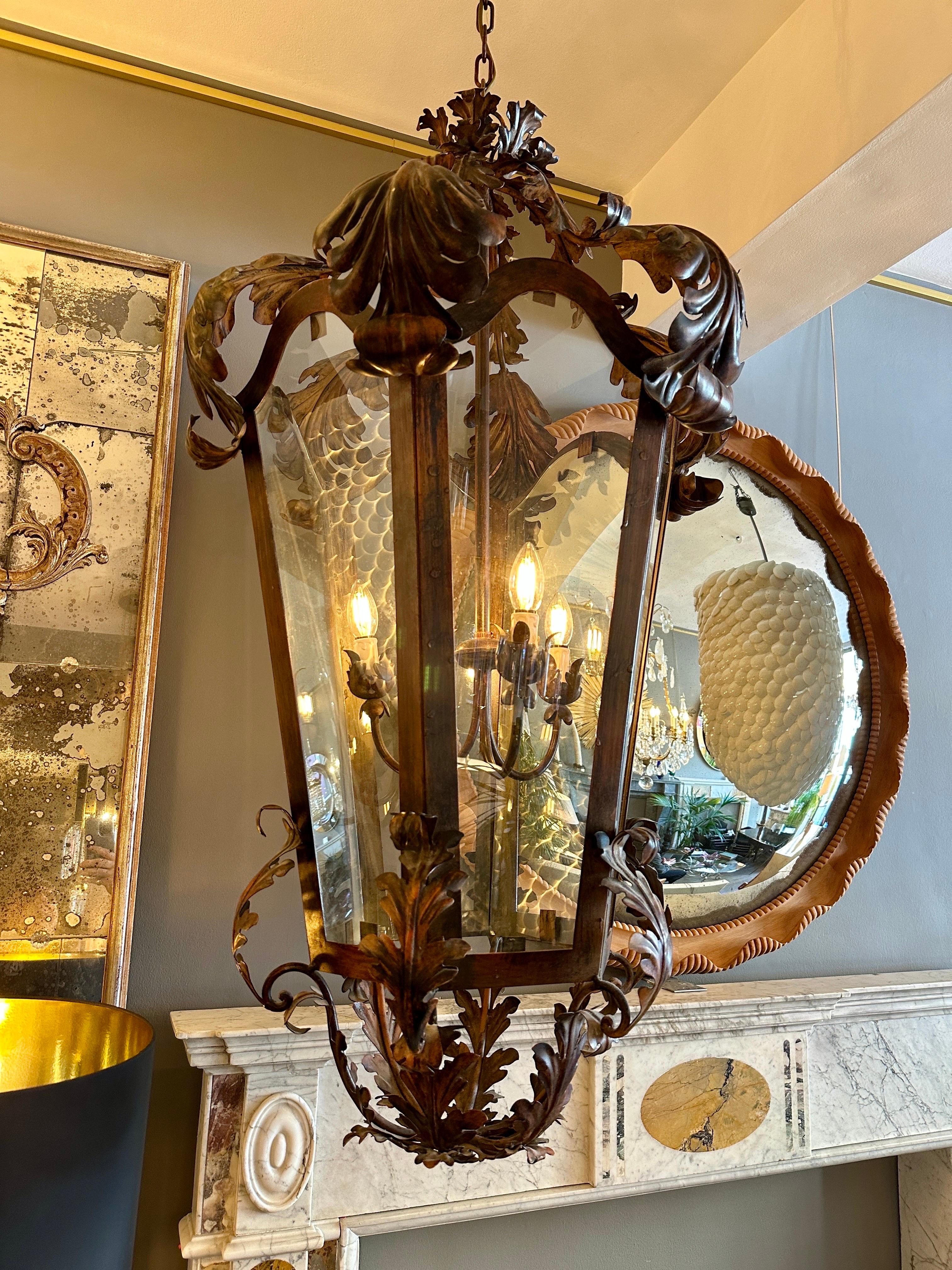 A Very Large Bronze Finished Toleware Lantern For Sale 2