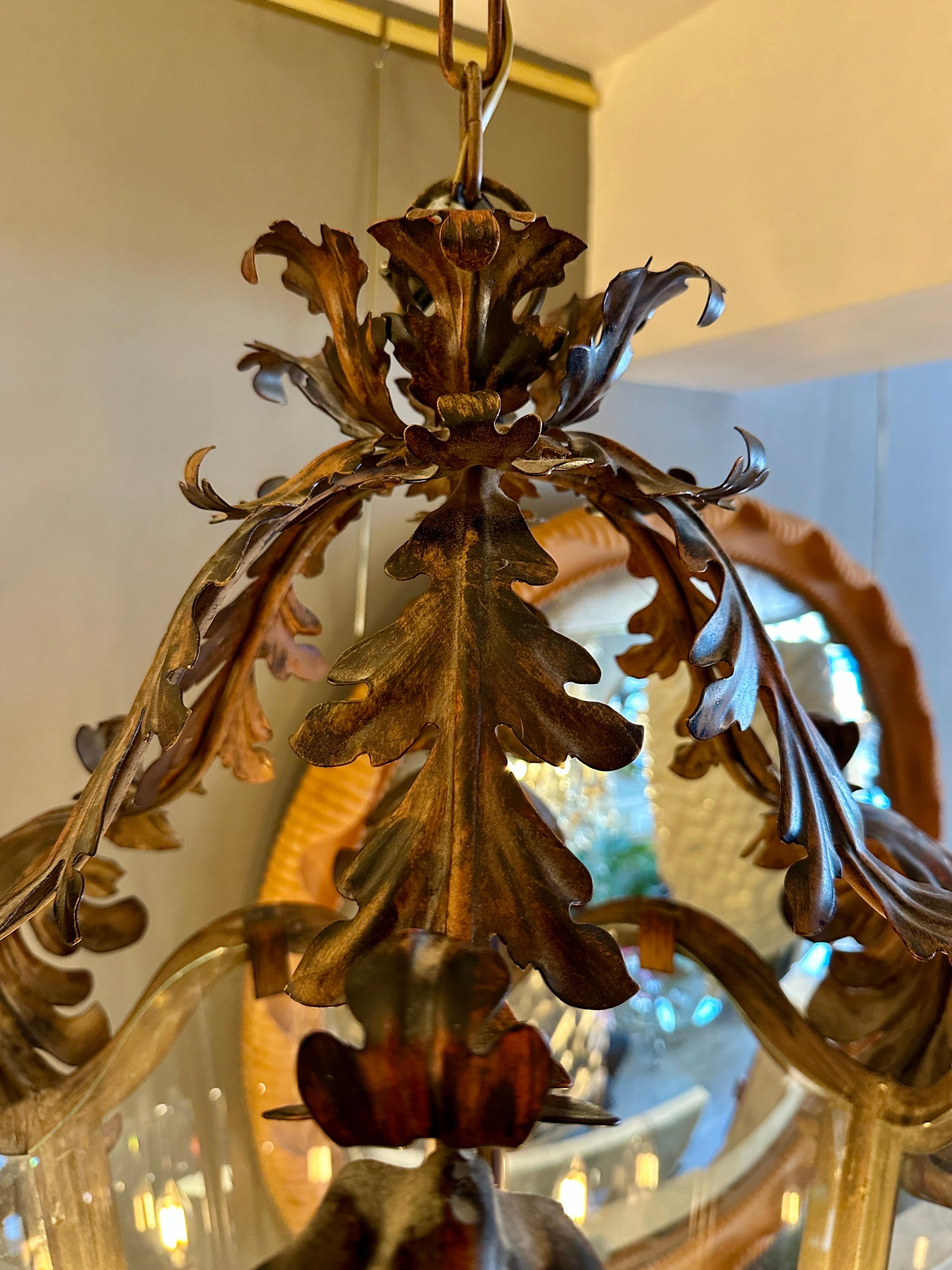 A Very Large Bronze Finished Toleware Lantern For Sale 8