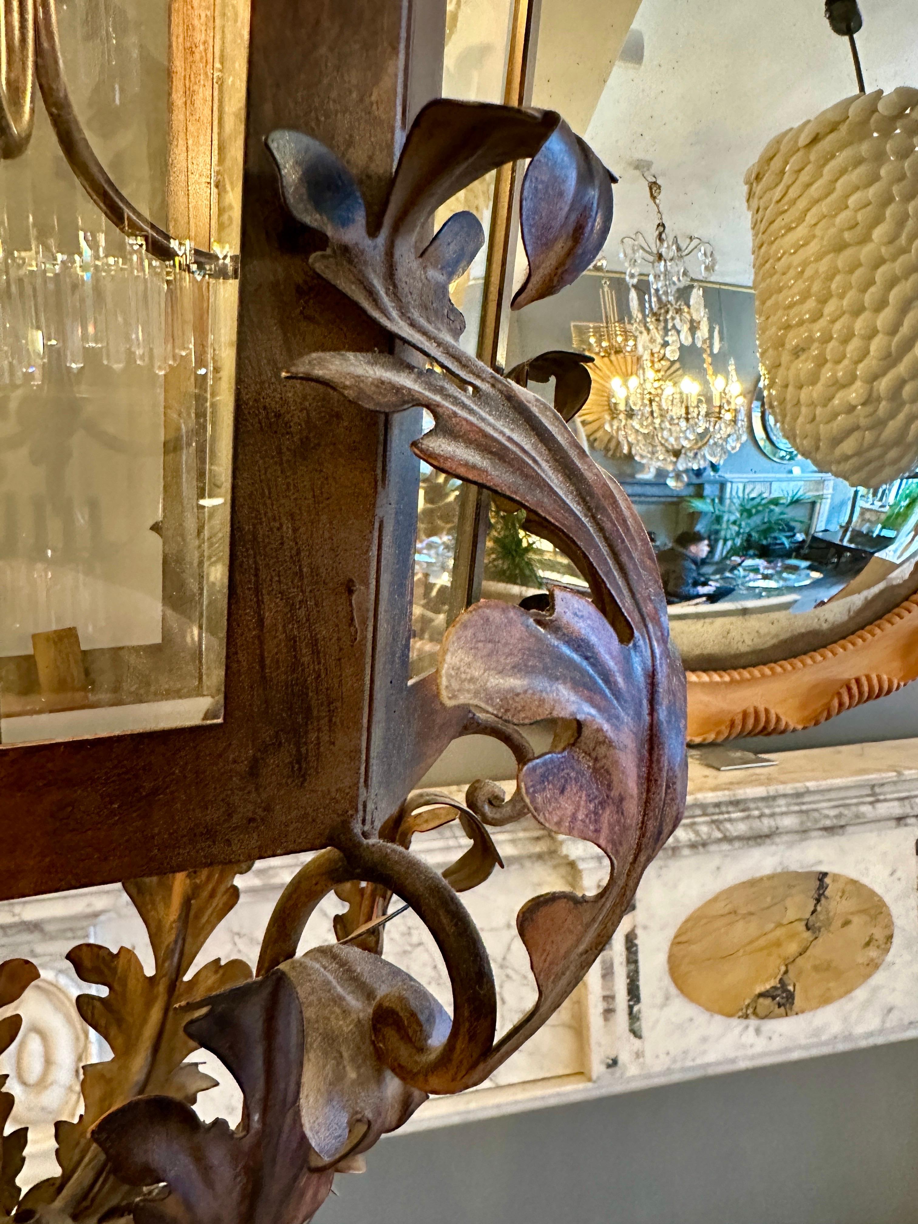 Hand-Painted A Very Large Bronze Finished Toleware Lantern For Sale