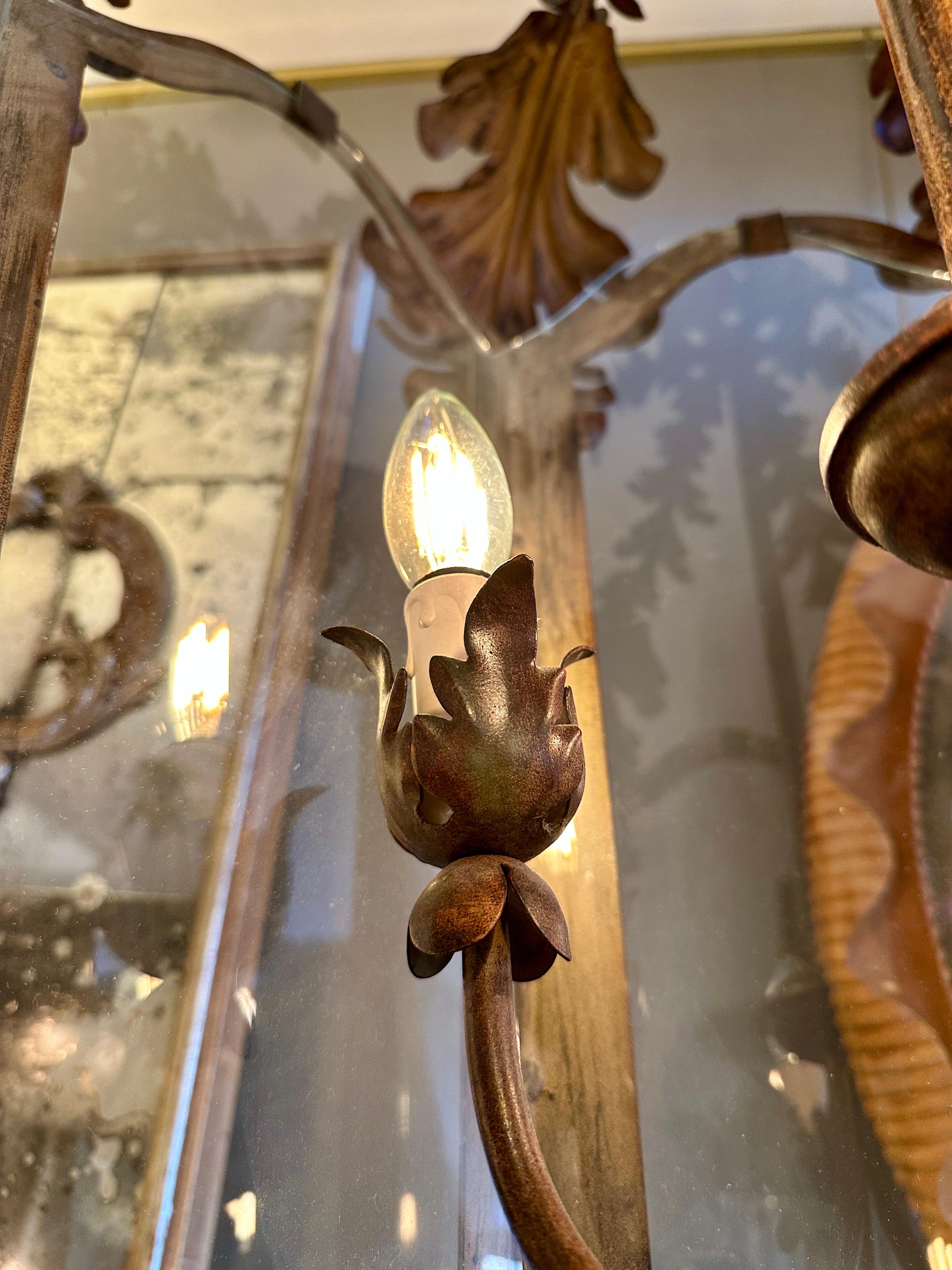 A Very Large Bronze Finished Toleware Lantern In Good Condition For Sale In London, GB