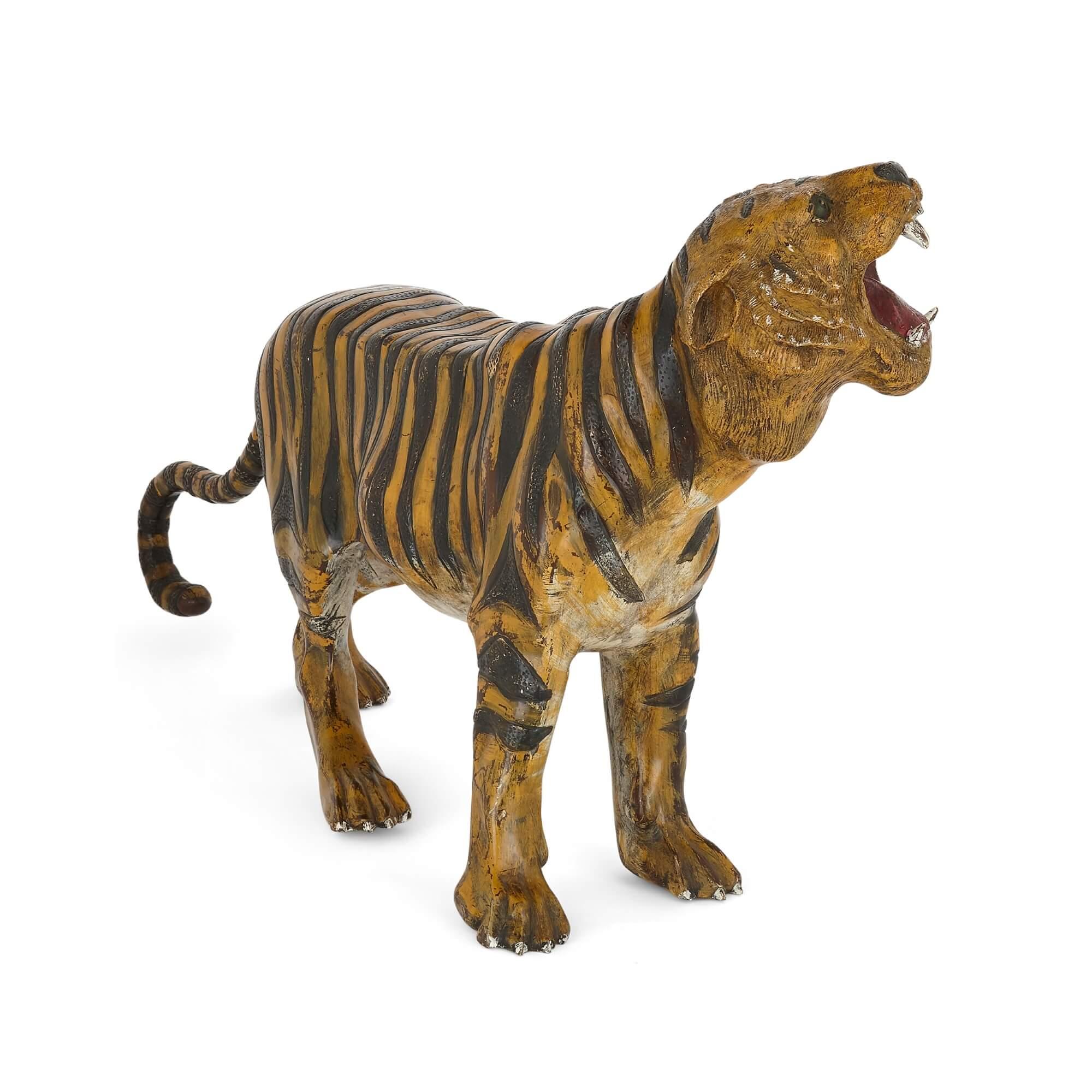 Austrian Very Large Bronze Model of a Bengal Tiger, Viennese, Stamped for Franz Bergman For Sale