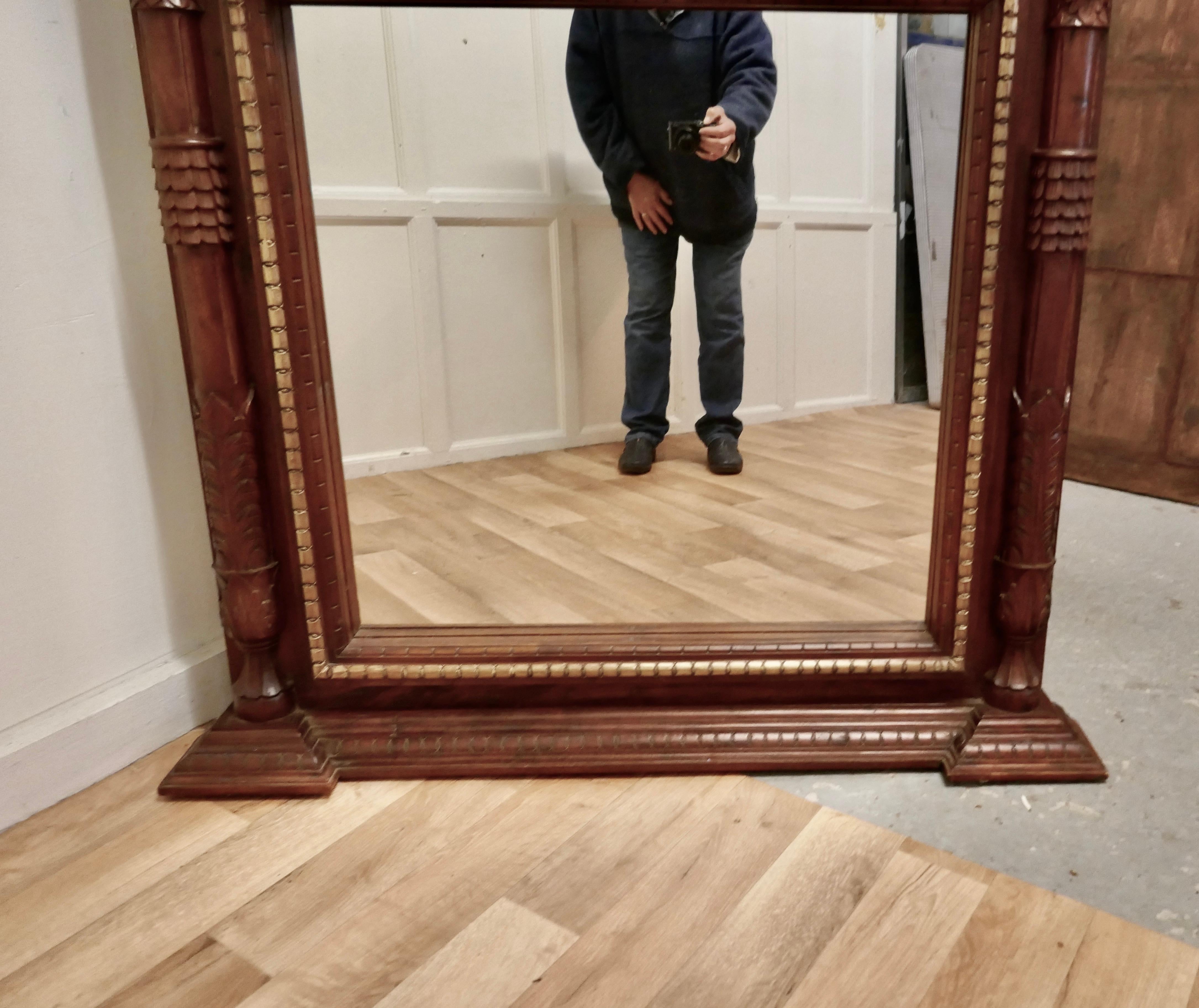 Very Large Carved Fruitwood Overmantel or Wall Mirror For Sale 1