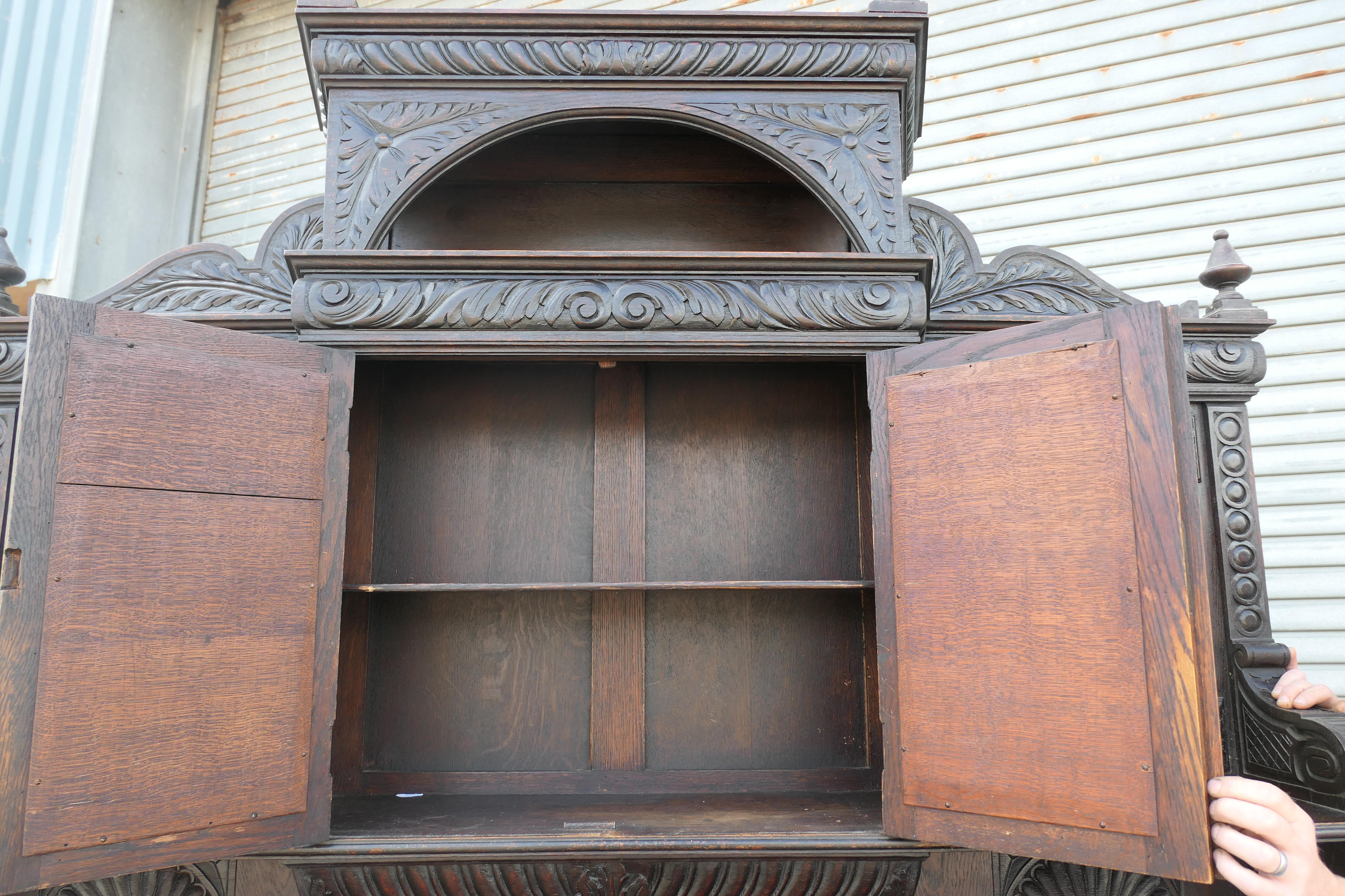 A Very Large Carved Oak Green Man Sideboard  A superbly Gothic piece For Sale 3