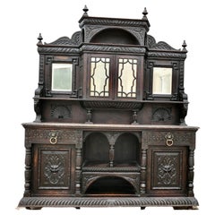 A Very Large Carved Oak Green Man Sideboard  A superbly Gothic piece