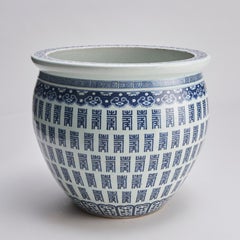 A very large, Chinese Nineteenth Century blue and white porcelain jardiniere