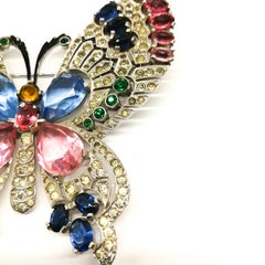 A very large clear and coloured paste 'butterfly' brooch, Mazer, USA, 1950s