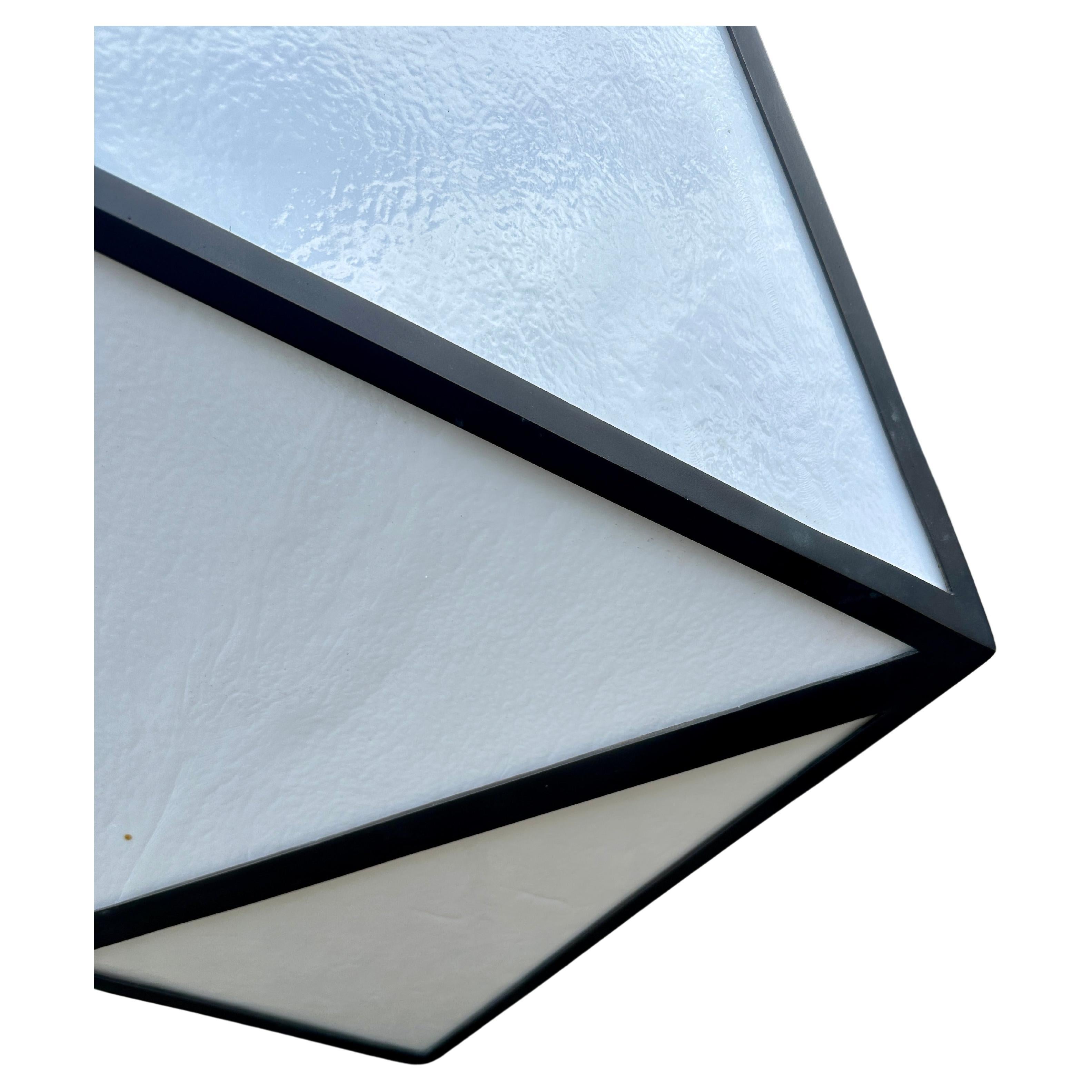 French A Very large Contemporary Bronze And Opaline Glass Asymmetrical Lantern For Sale