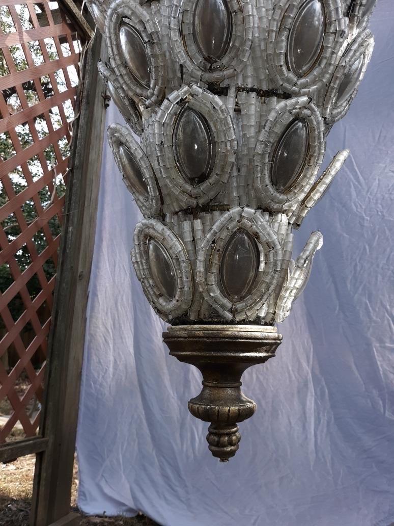 Very Large Crystal Beaded Mid-Century Modern Custom Chandelier 1