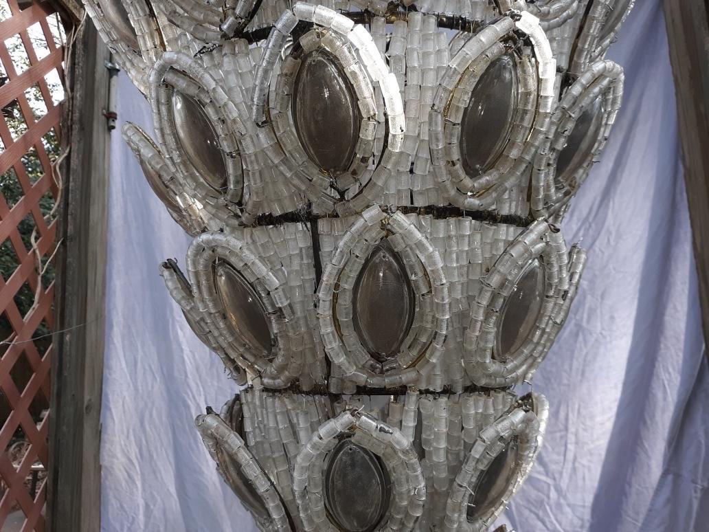 Very Large Crystal Beaded Mid-Century Modern Custom Chandelier 2