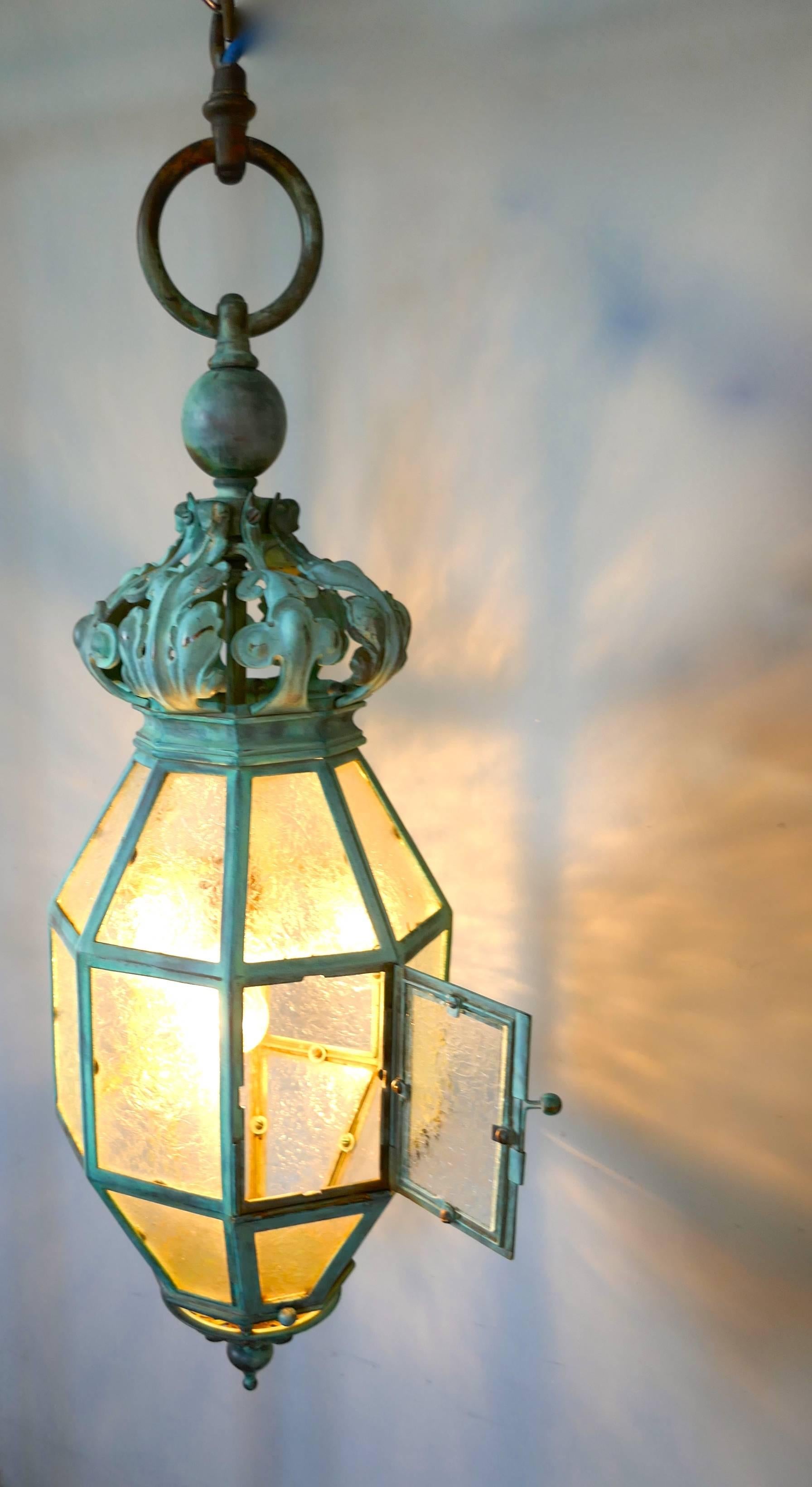 19th Century Very Large Decorative Copper Lantern